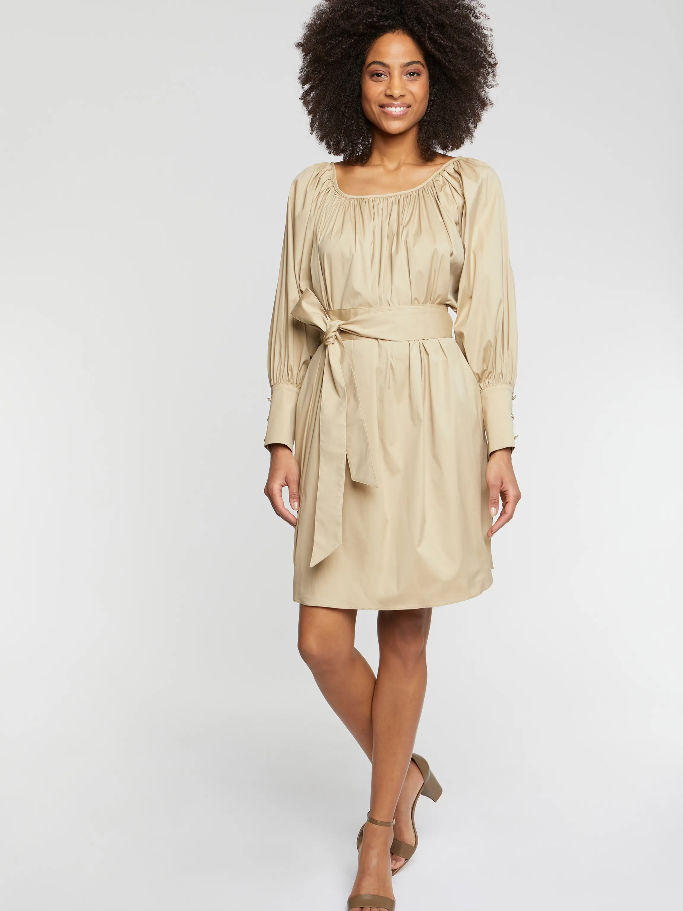 Cheap Robe Courte A Noeuds En Popeline De Coton Femme Robes