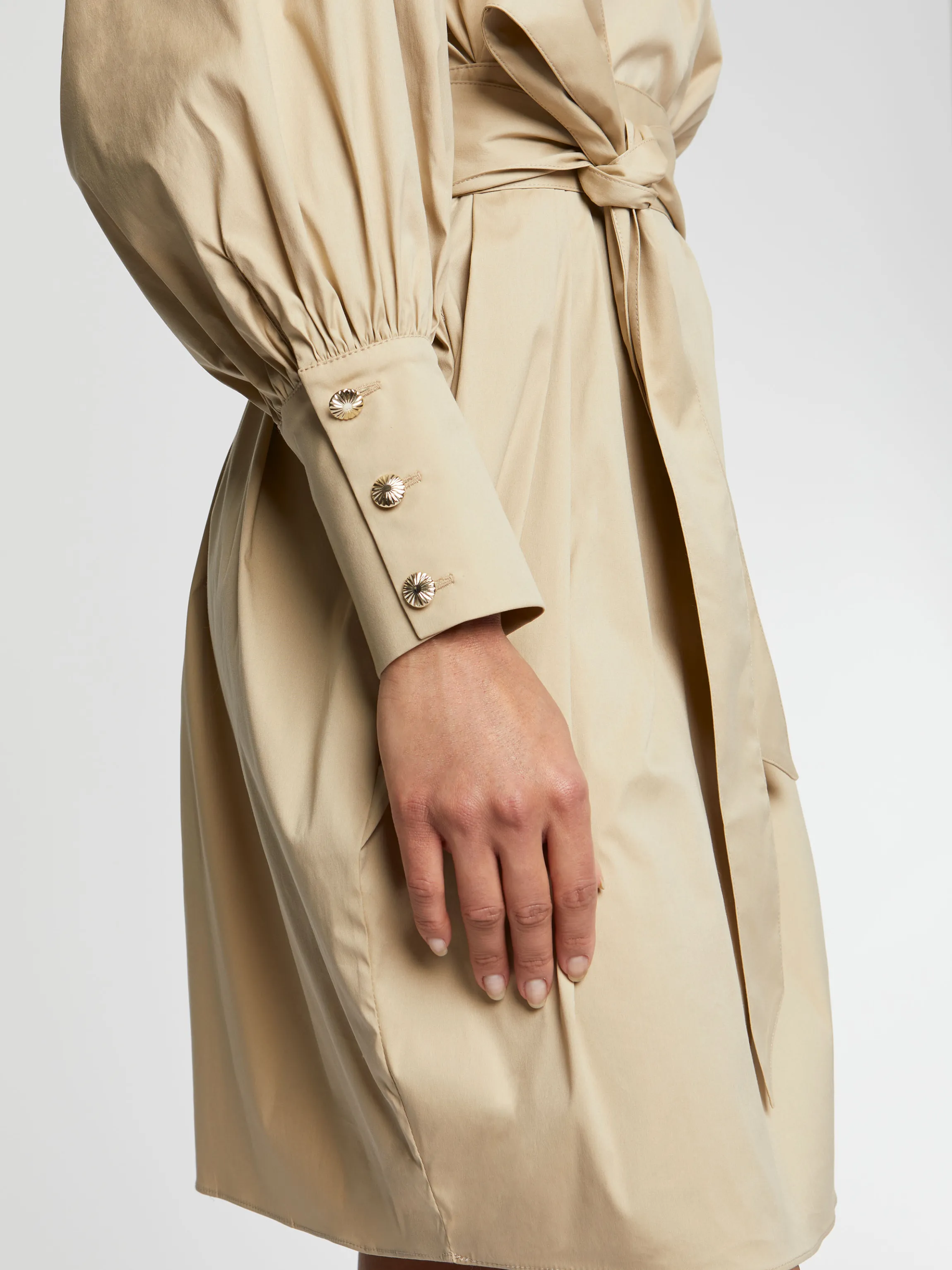 Cheap Robe Courte A Noeuds En Popeline De Coton Femme Robes