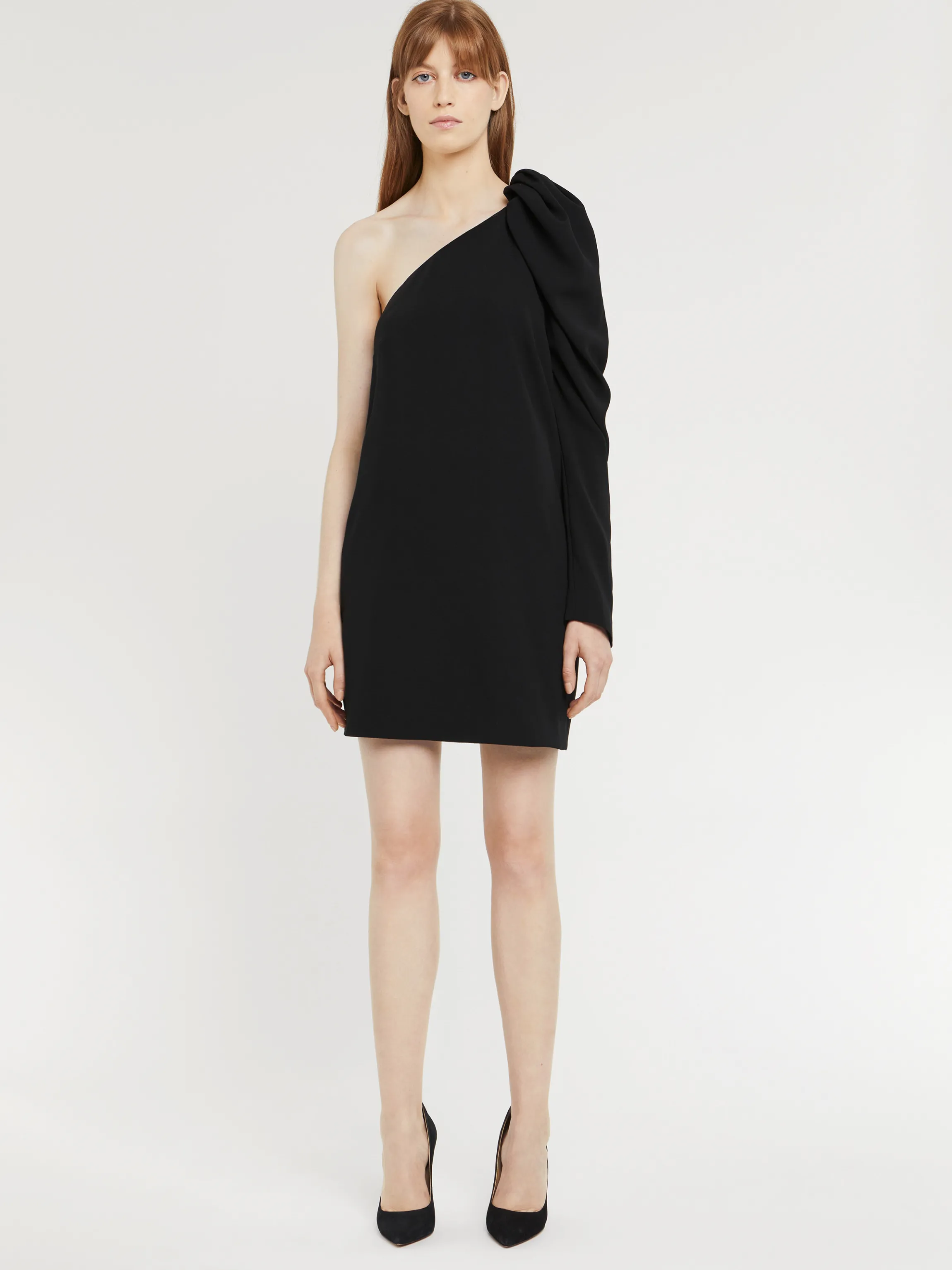 Clearance Robe Courte Asymetrique En Crepe Envers Satin Femme Robes