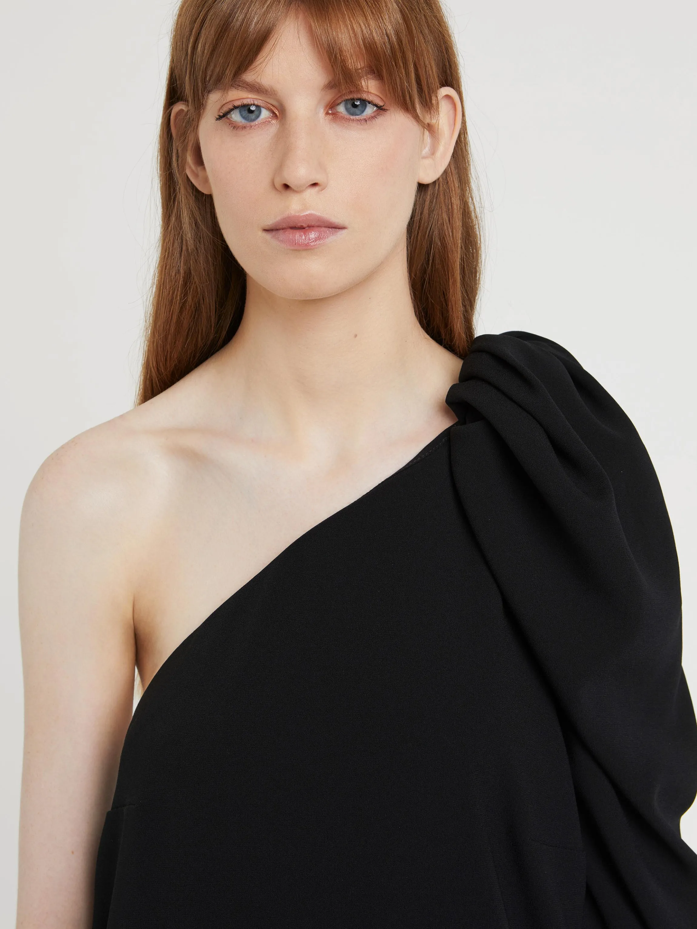 Clearance Robe Courte Asymetrique En Crepe Envers Satin Femme Robes