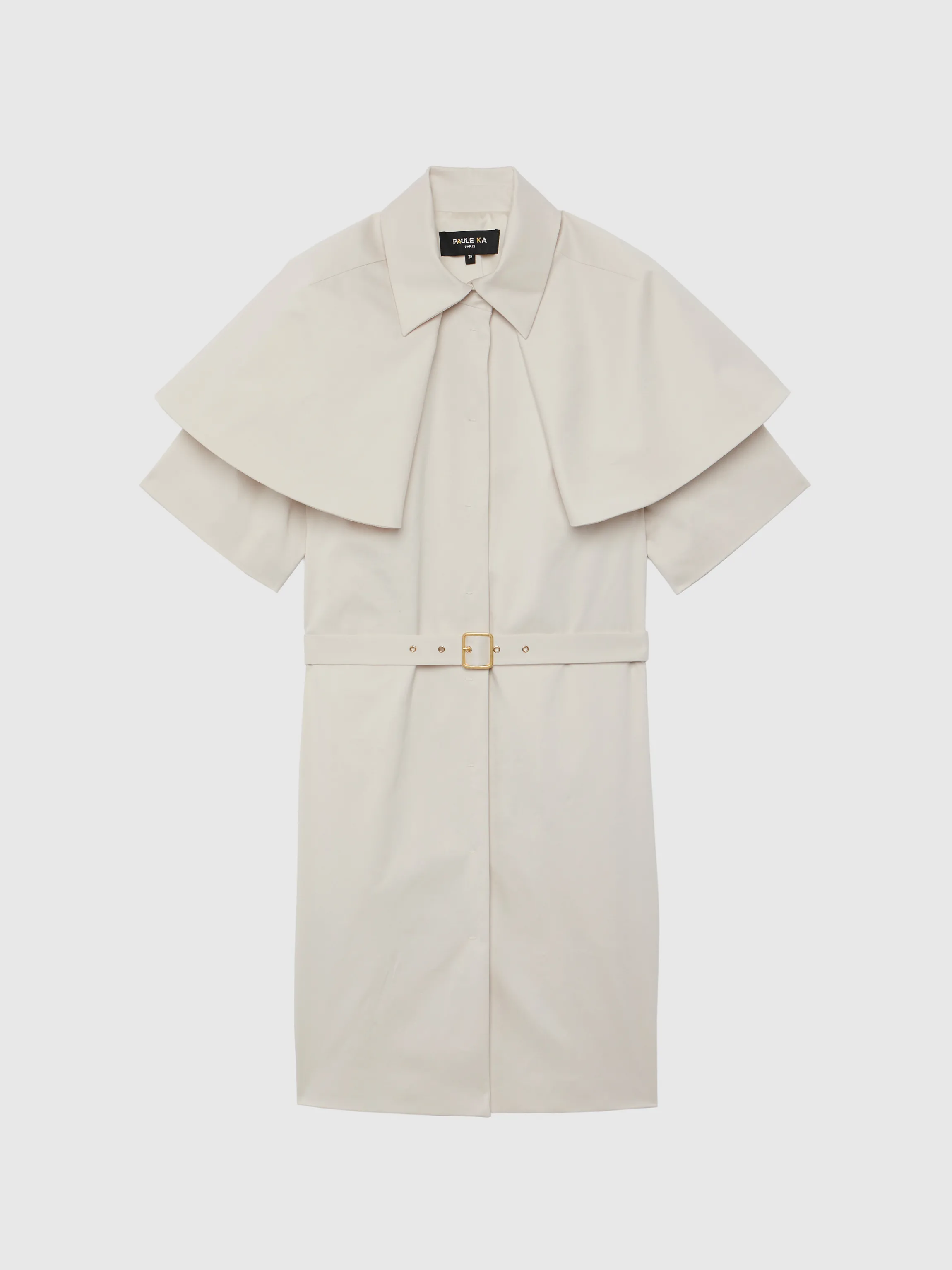 robe_courte_ceinture_en_satin_de_coton_4.webp Hot Robe Courte Ceinture En Satin De Coton Femme Robes