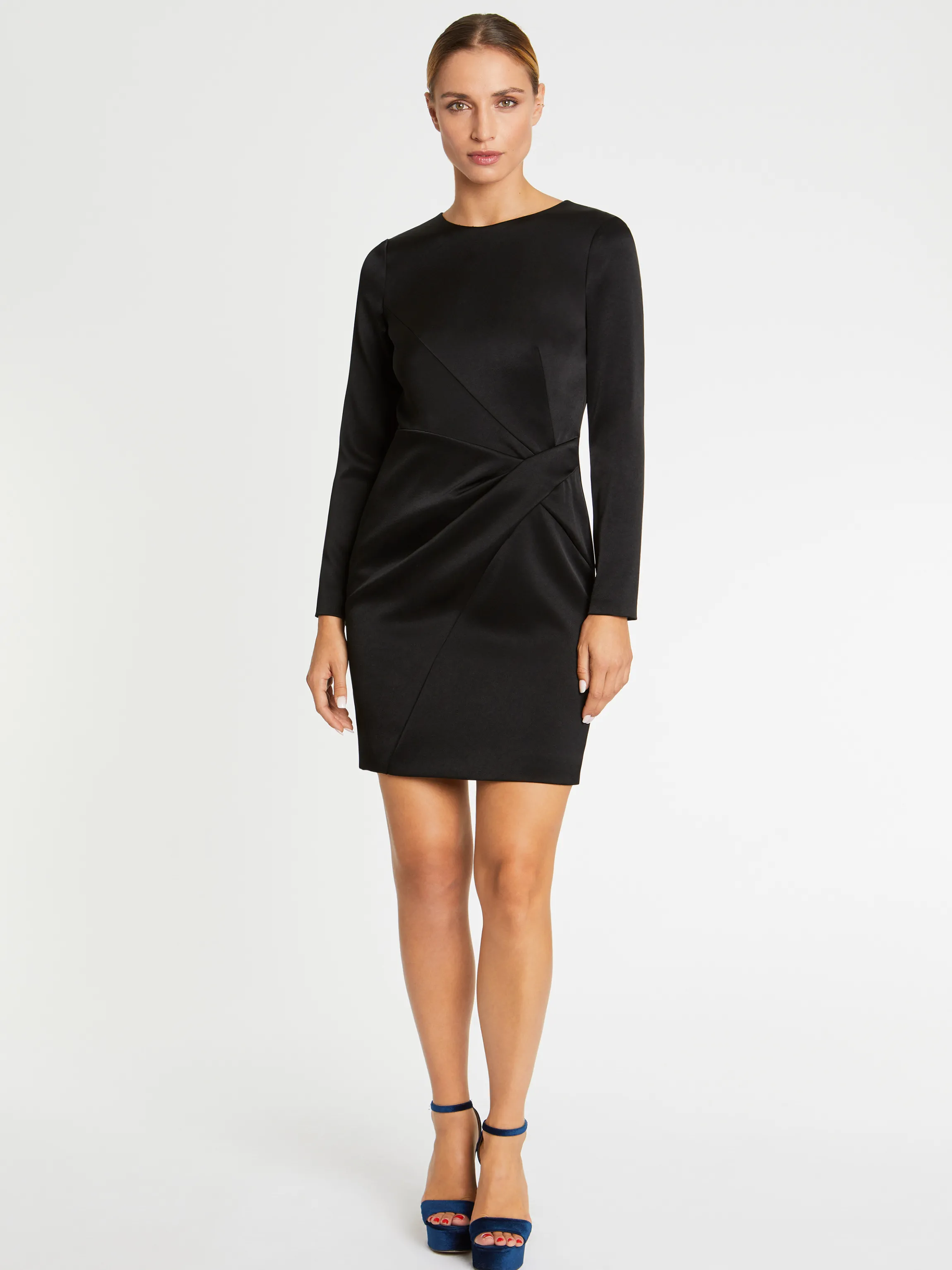 Shop Robe Courte Croisee En Crepe De Satin Femme Robes