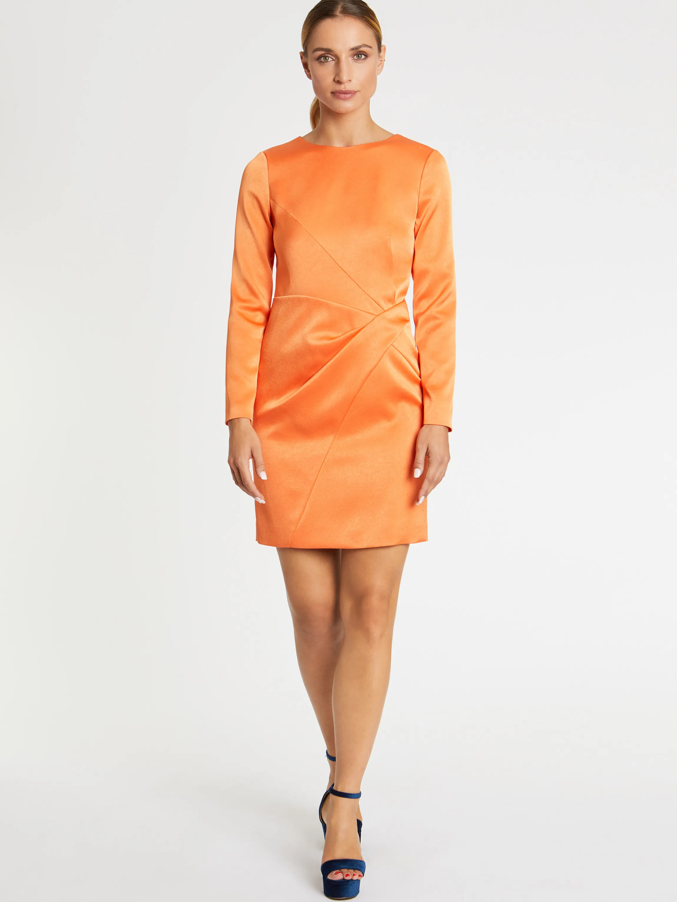 Outlet Robe Courte Croisee En Crepe De Satin Femme Robes