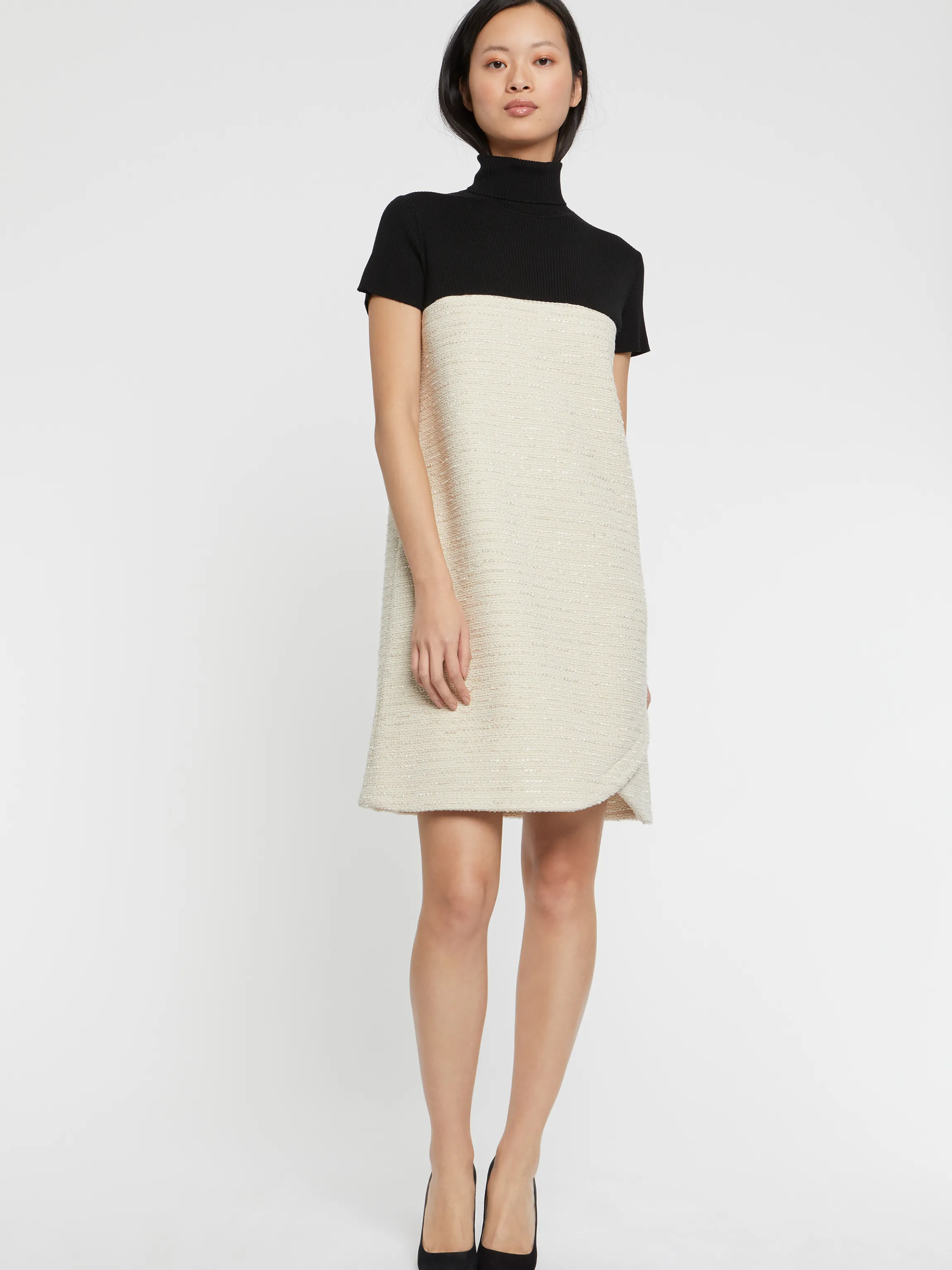 Discount Robe Courte En Tweed Lurex Femme Robes