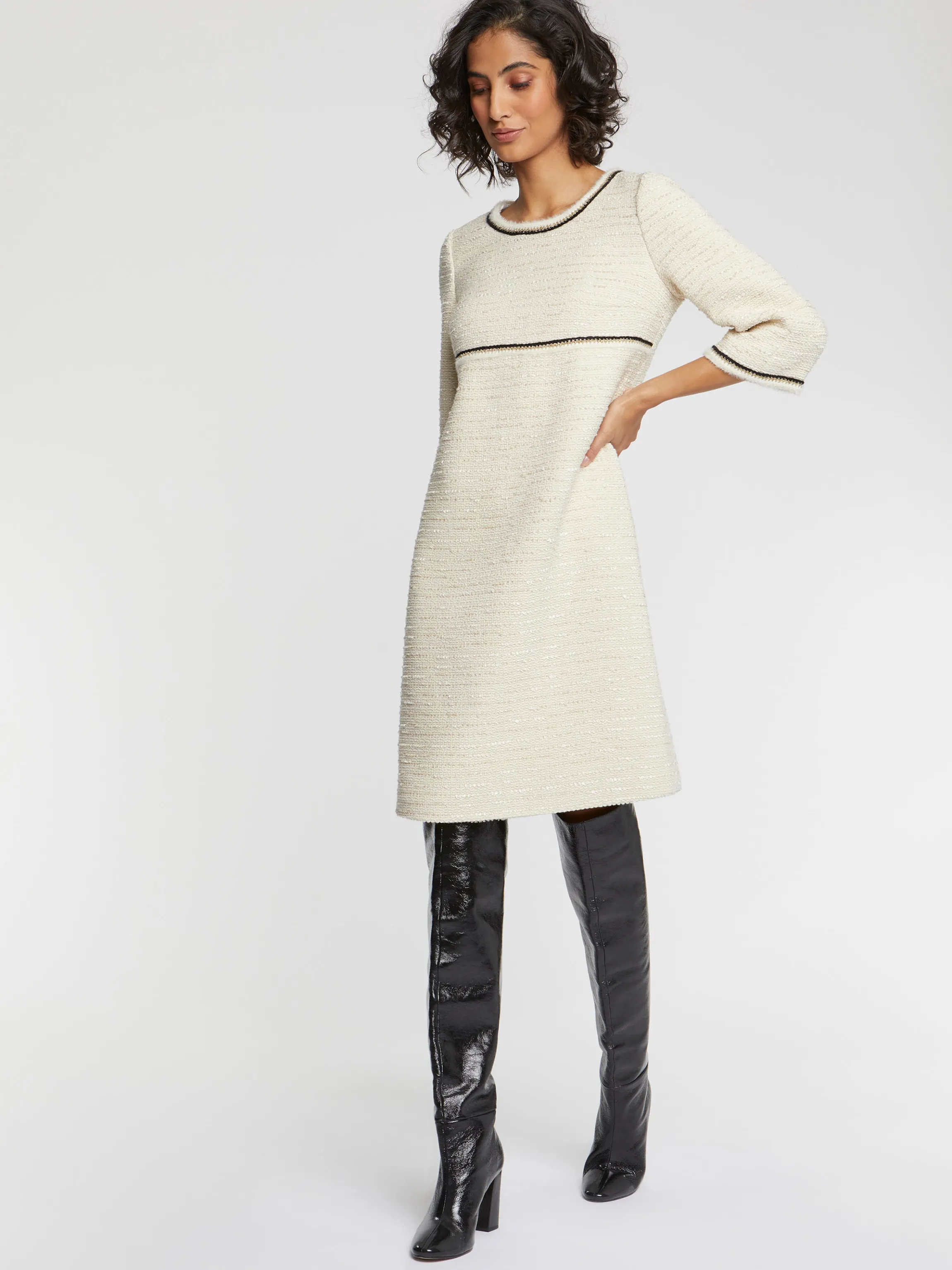 Clearance Robe Courte En Tweed Lurex Femme Robes