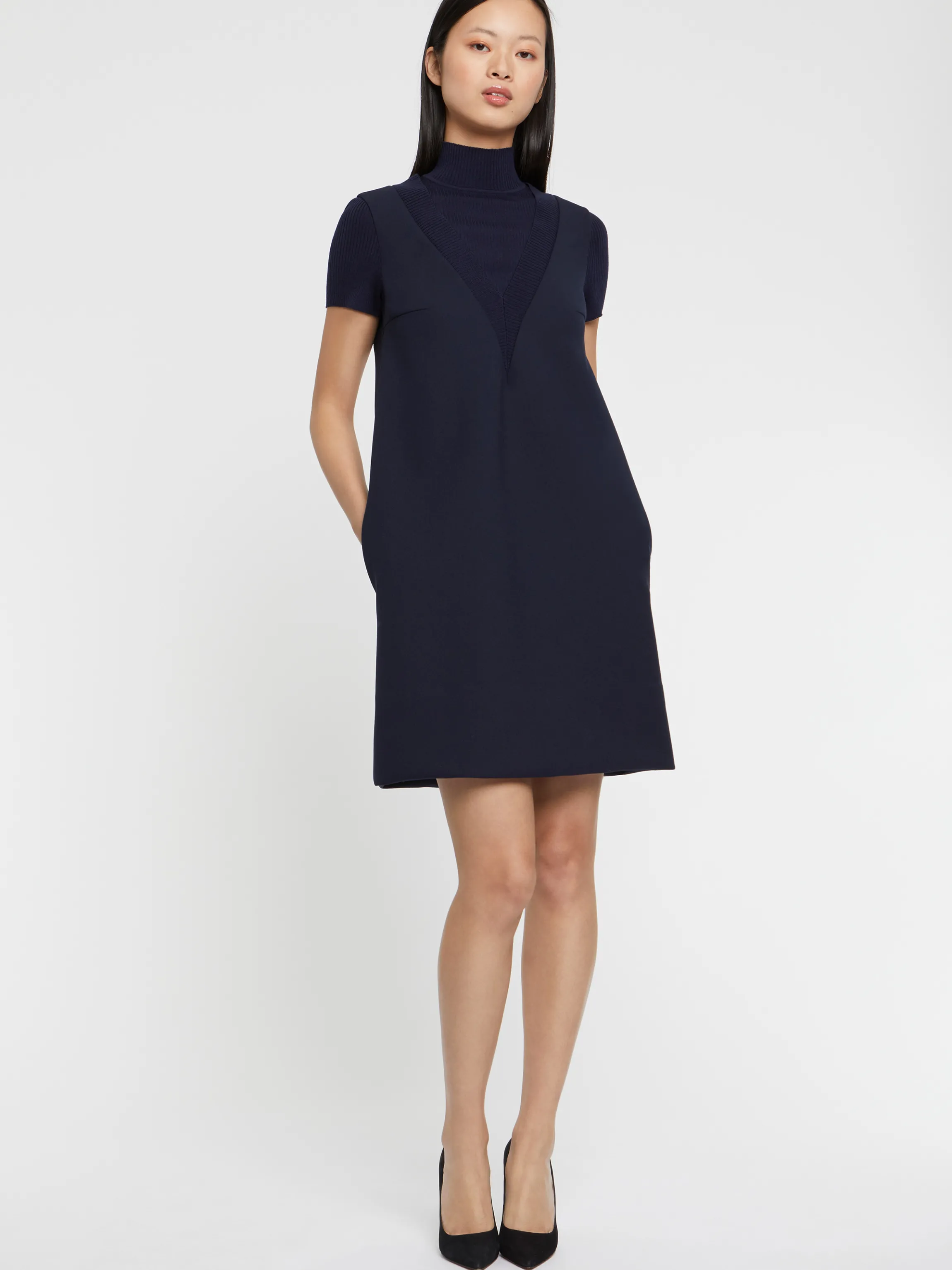 Cheap Robe Courte Trapeze En Trompe L'Oeil Femme Robes