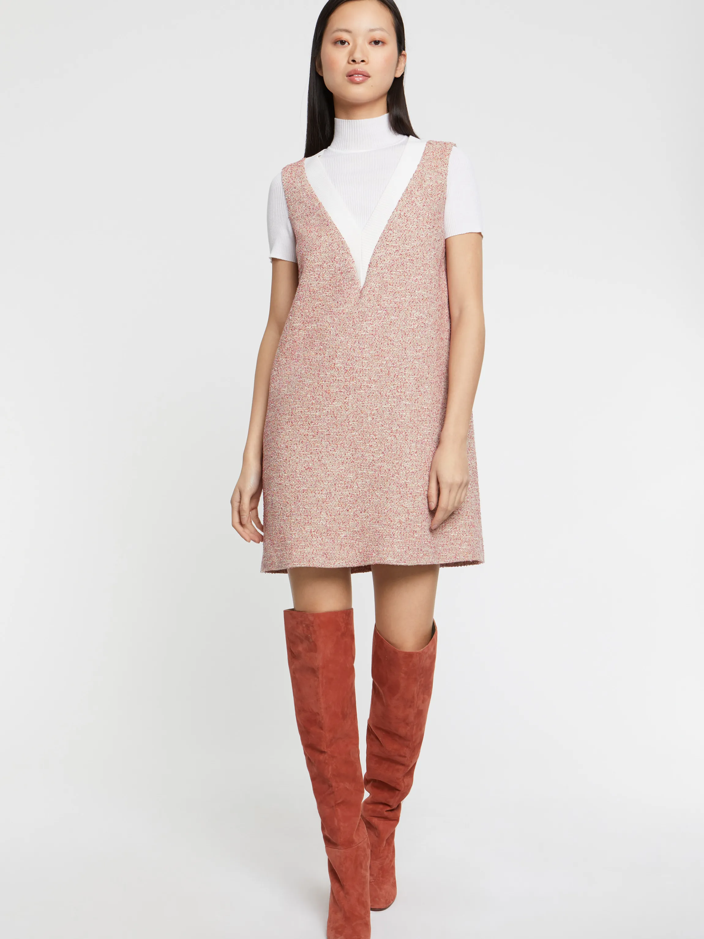 Cheap Robe Courte Trompe L'Oeil En Tweed Femme Robes