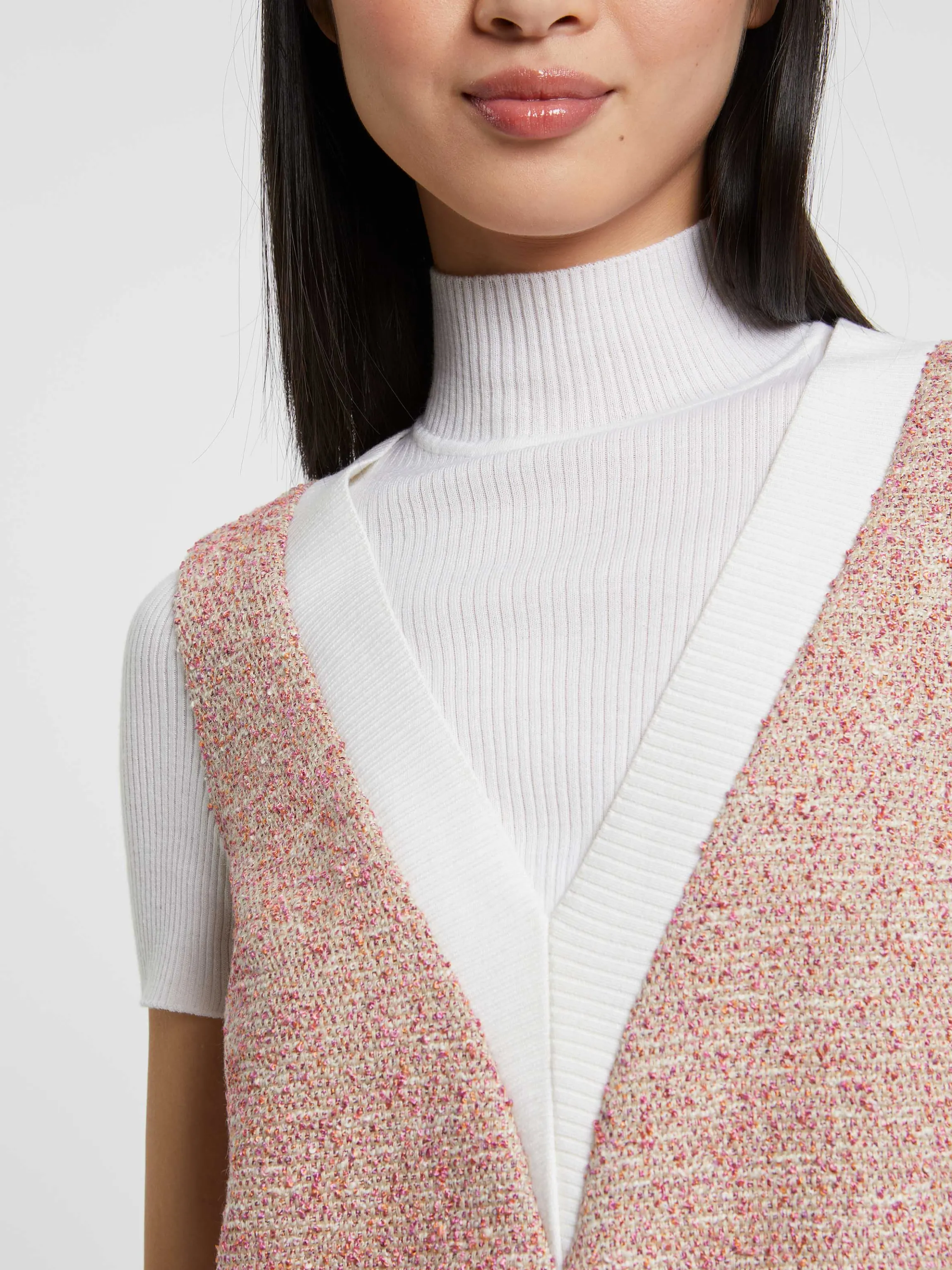 Cheap Robe Courte Trompe L'Oeil En Tweed Femme Robes