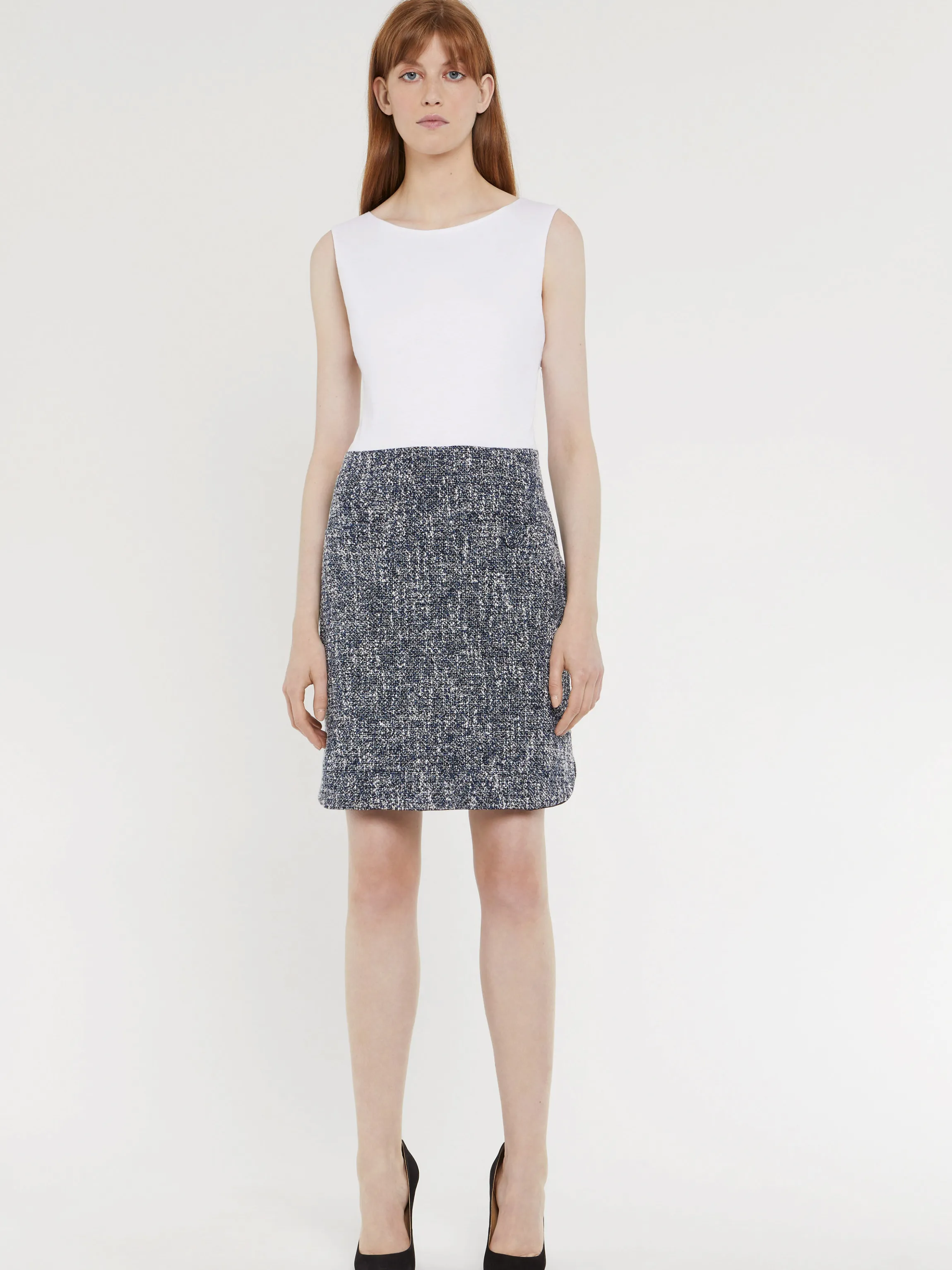 Best Robe Courte Trompe-L?Oeil En Tweed Et Coton Femme Robes