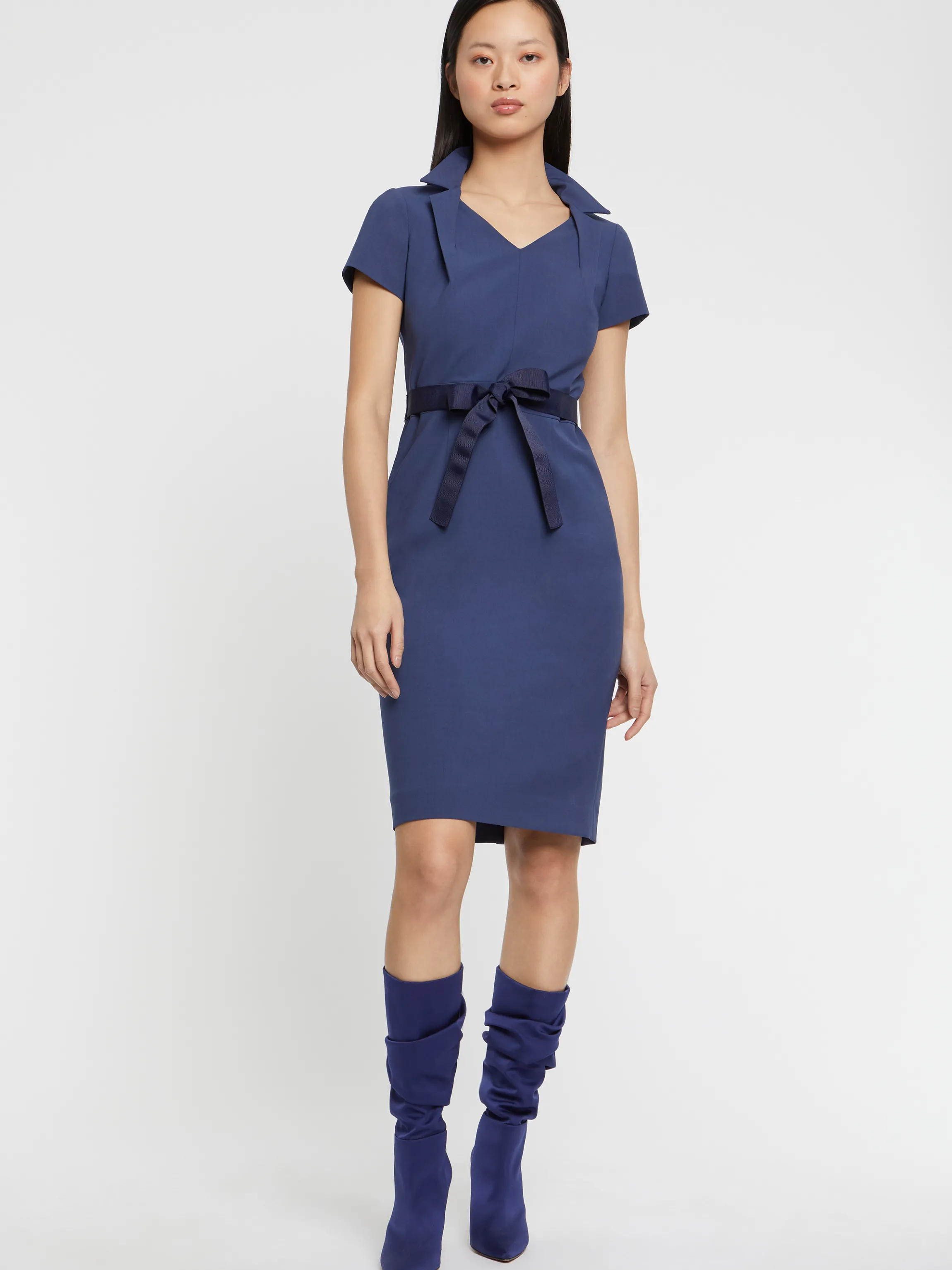 New Robe Droite A Col Tailleur Femme Robes