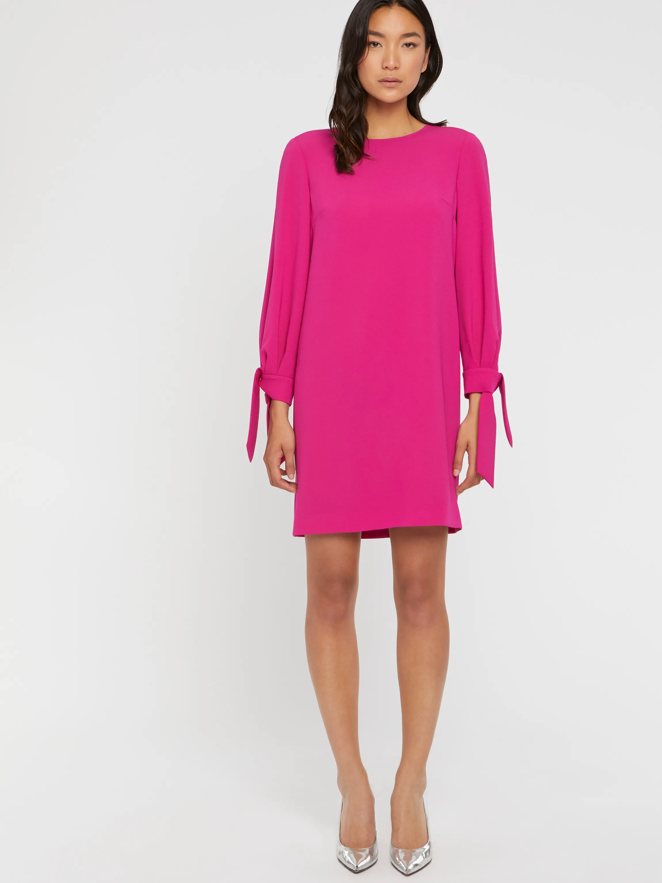 Fashion Robe Droite A Noeuds En Crepe Envers Satin Femme Robes
