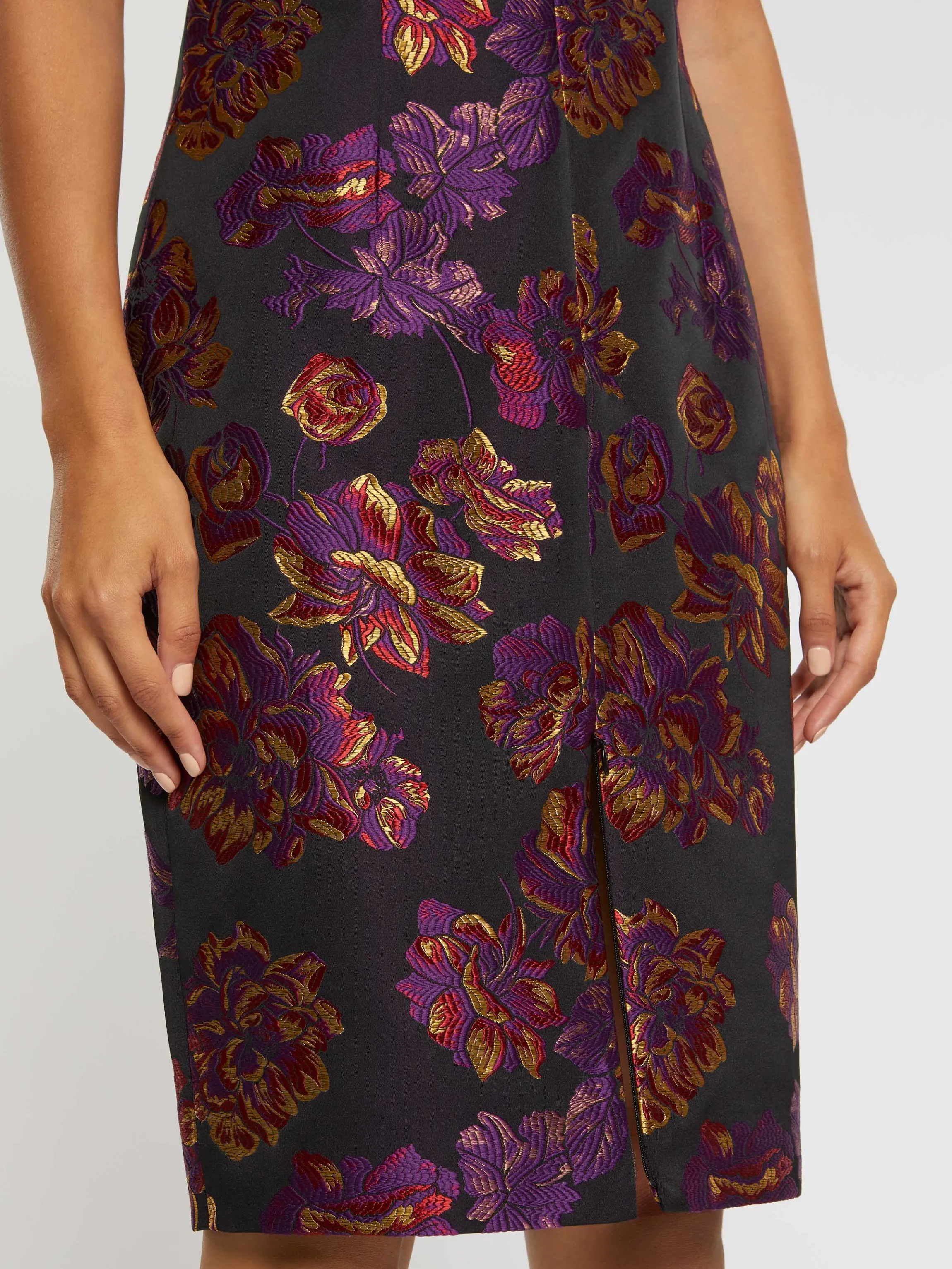 Flash Sale Robe Droite En Jacquard Floral Femme Robes