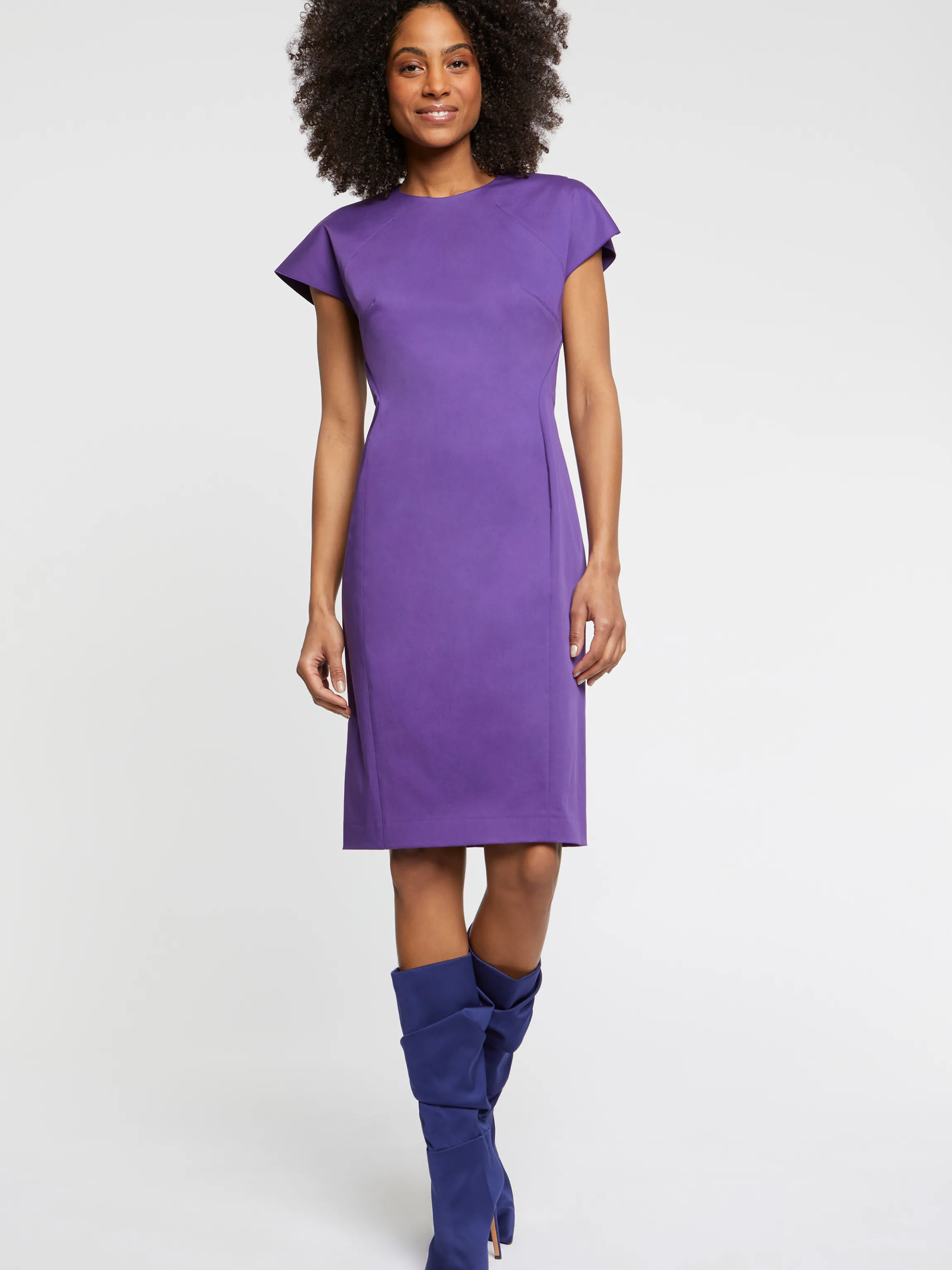 Flash Sale Robe Droite Mi-Longue En Gabardine De Coton Femme Robes