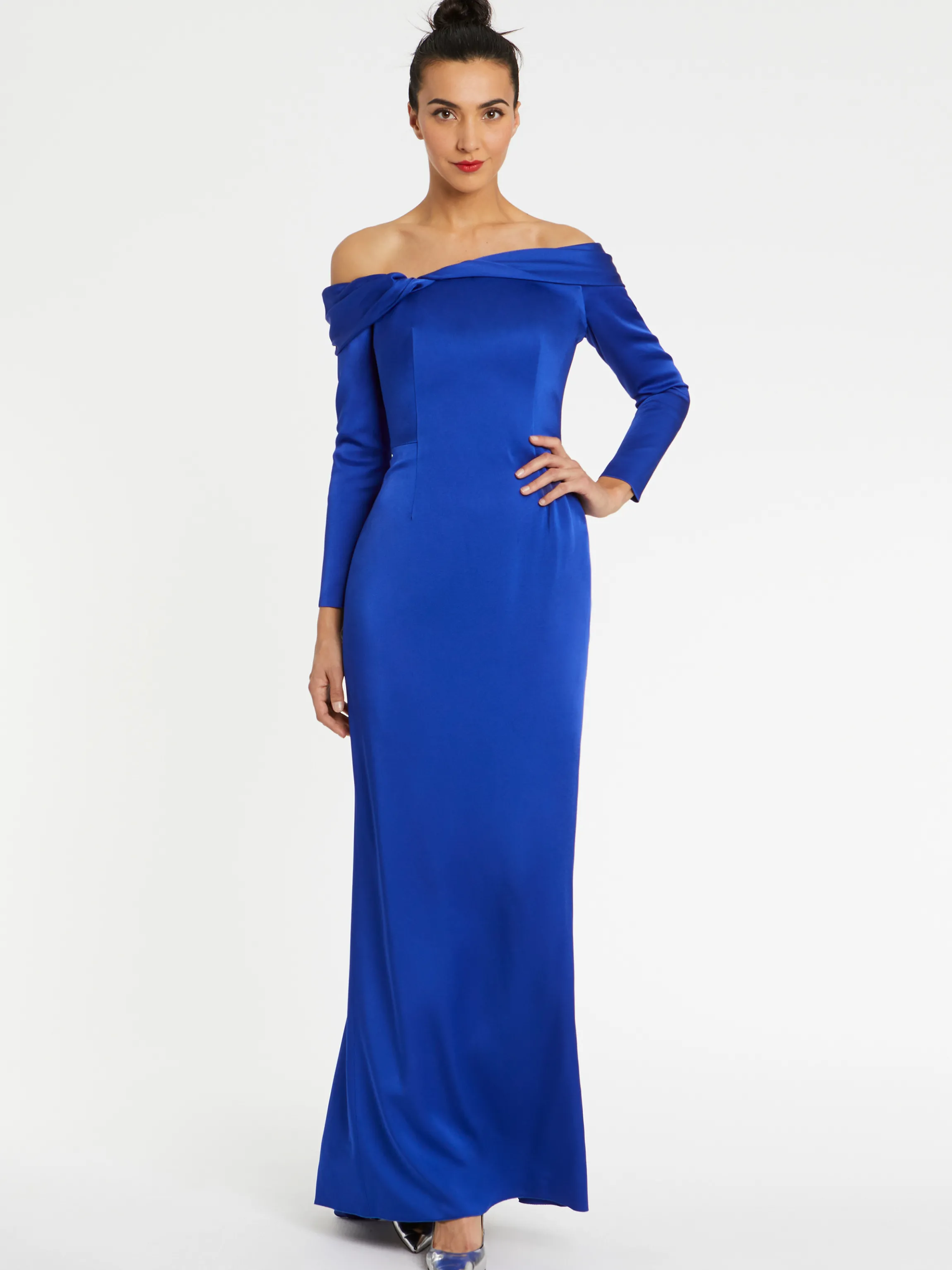 Outlet Robe En Crepe Envers Satin Femme Robes