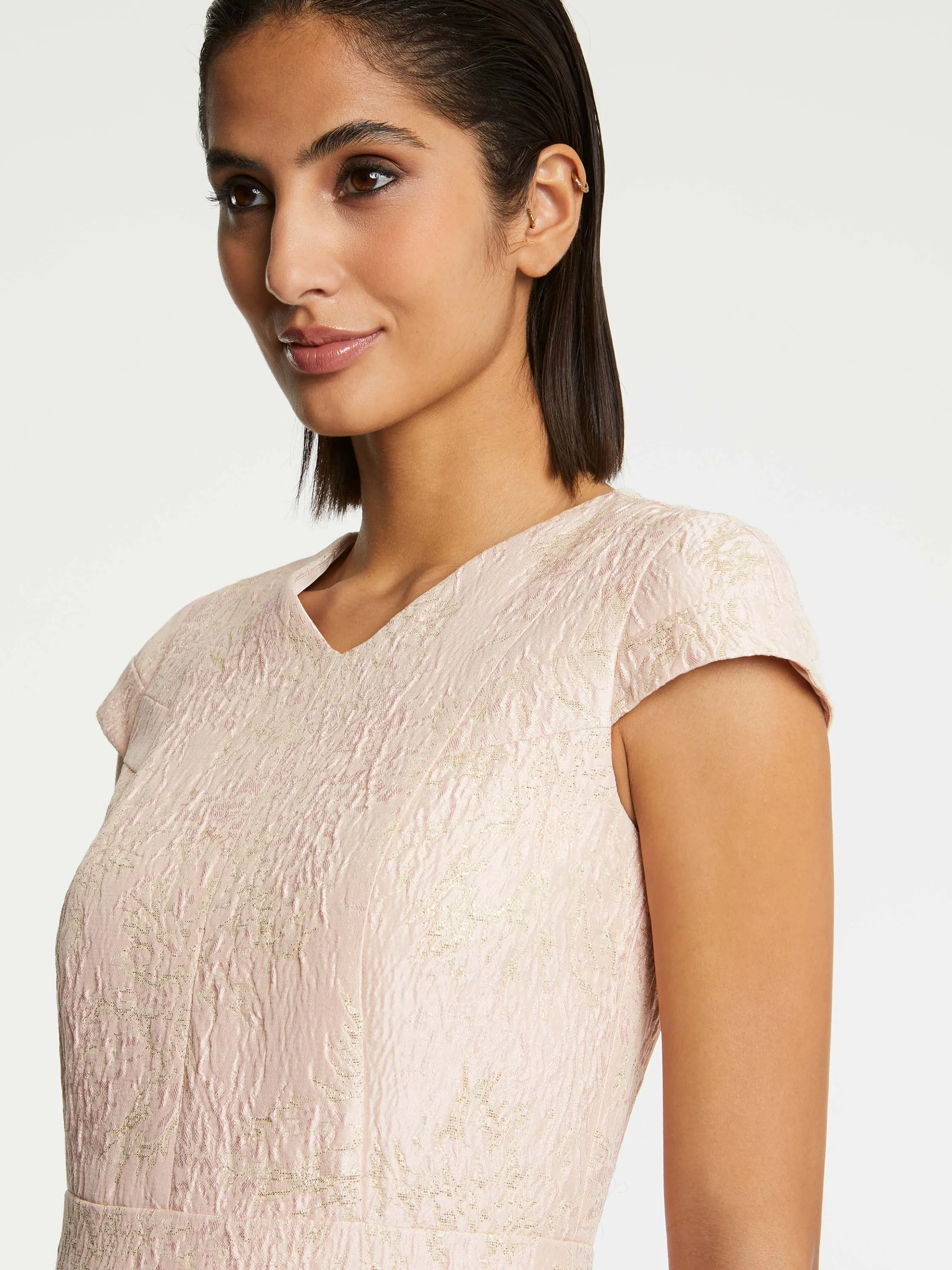 Shop Robe Evasee En Jacquard Reliefe Femme Robes