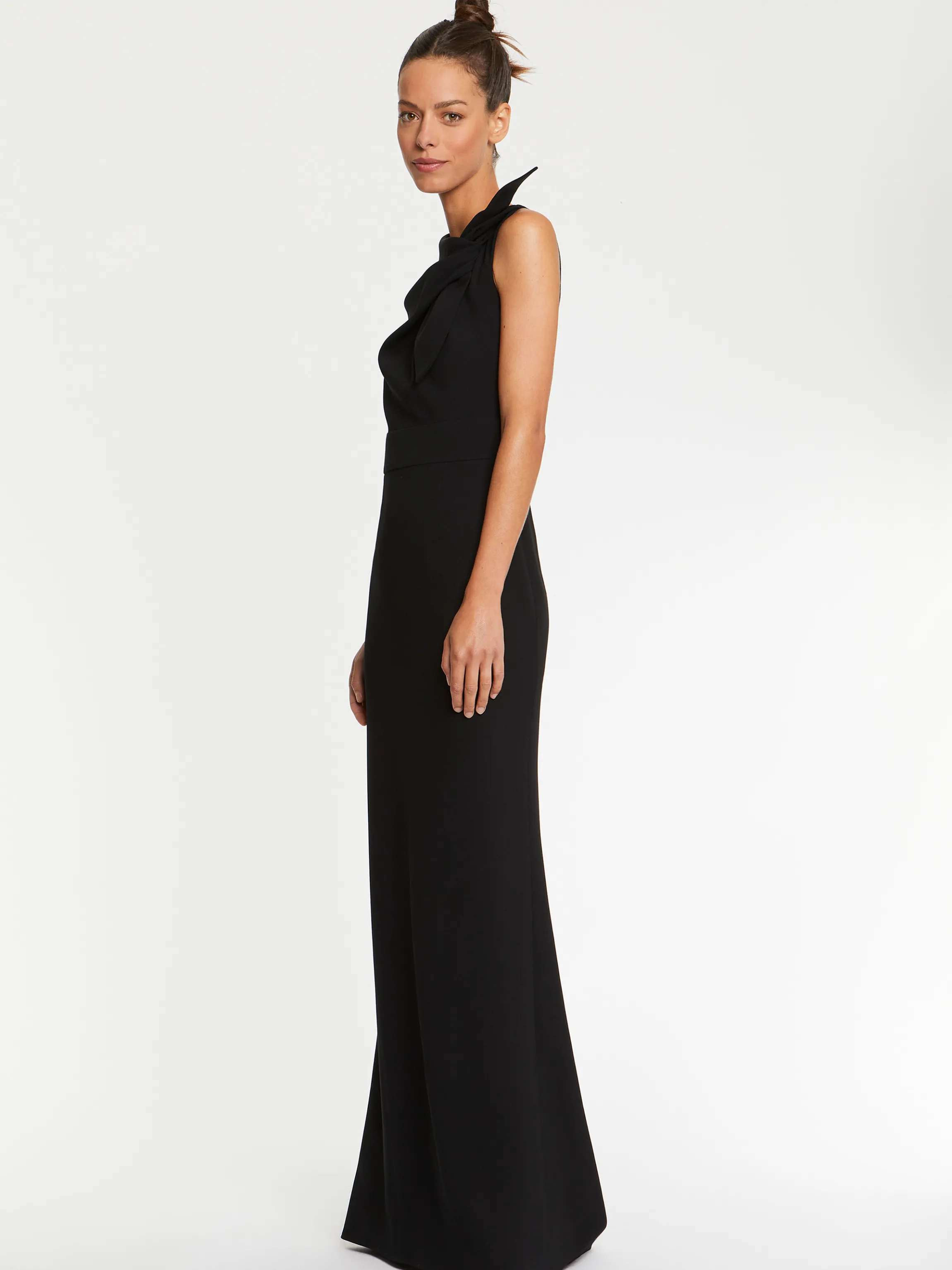 Best Robe Longue A Noeud En Crepe Envers Satin Femme Robes