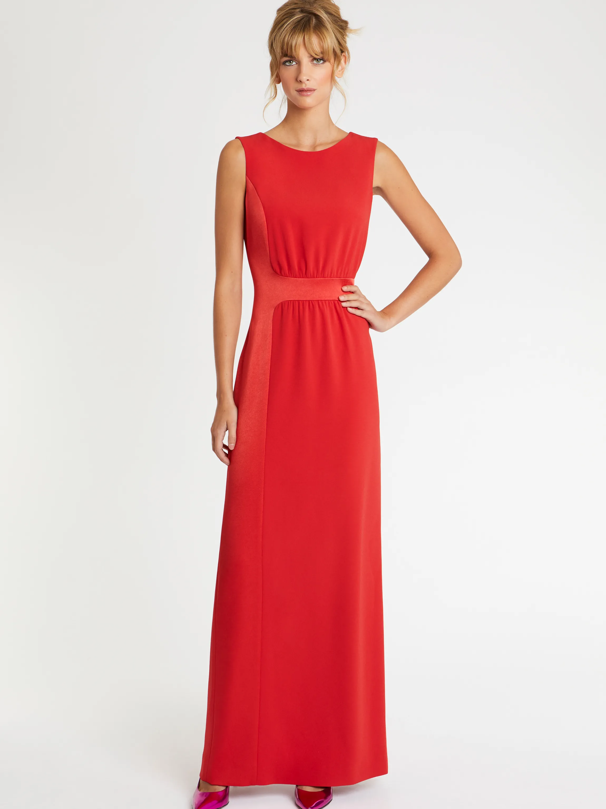 Sale Robe Longue De Ceremonie En Crepe De Satin Femme Robes