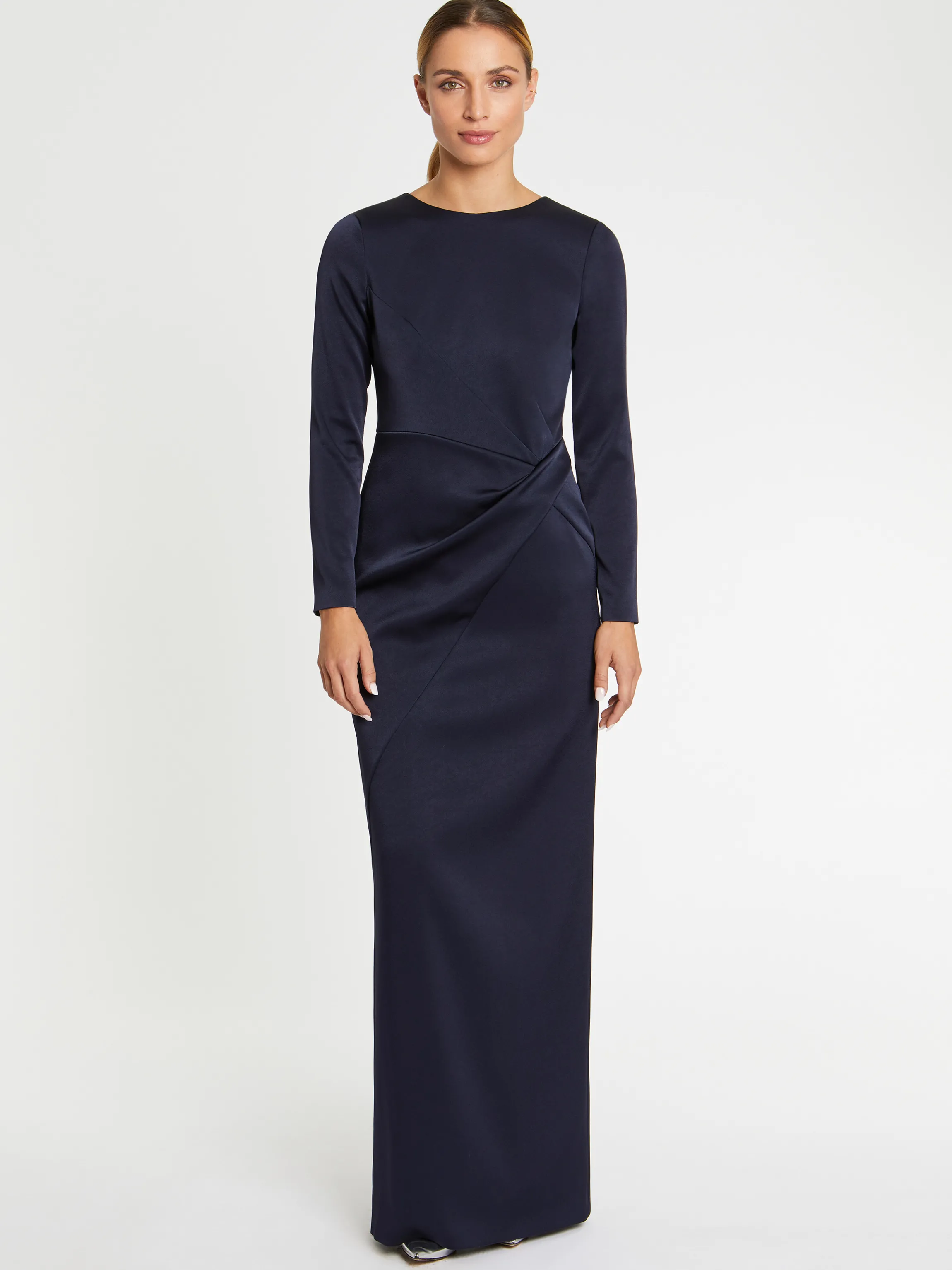 New Robe Longue En Crepe Envers Satin Femme Robes
