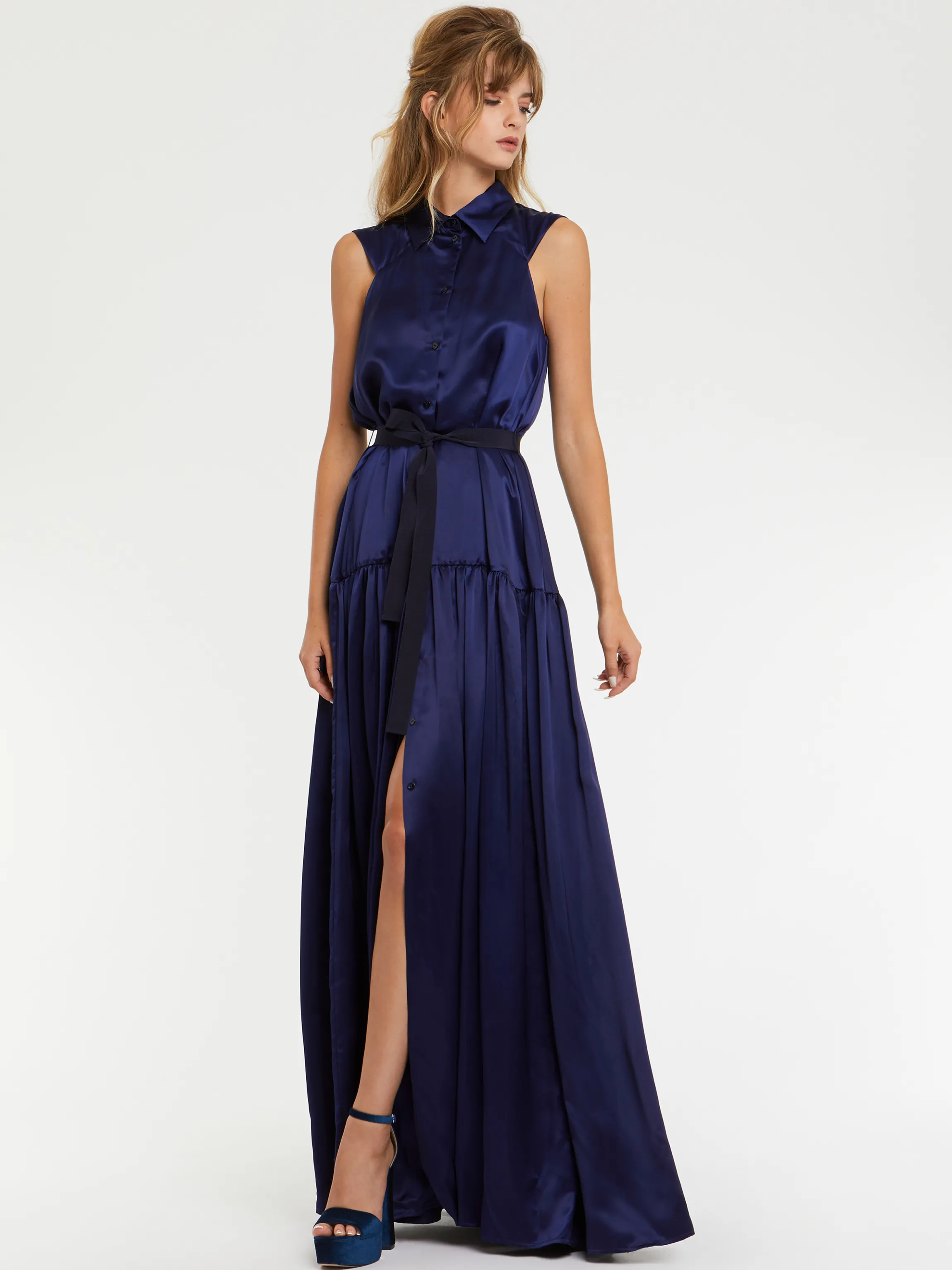 Online Robe Longue En Satin Fluide Femme Robes