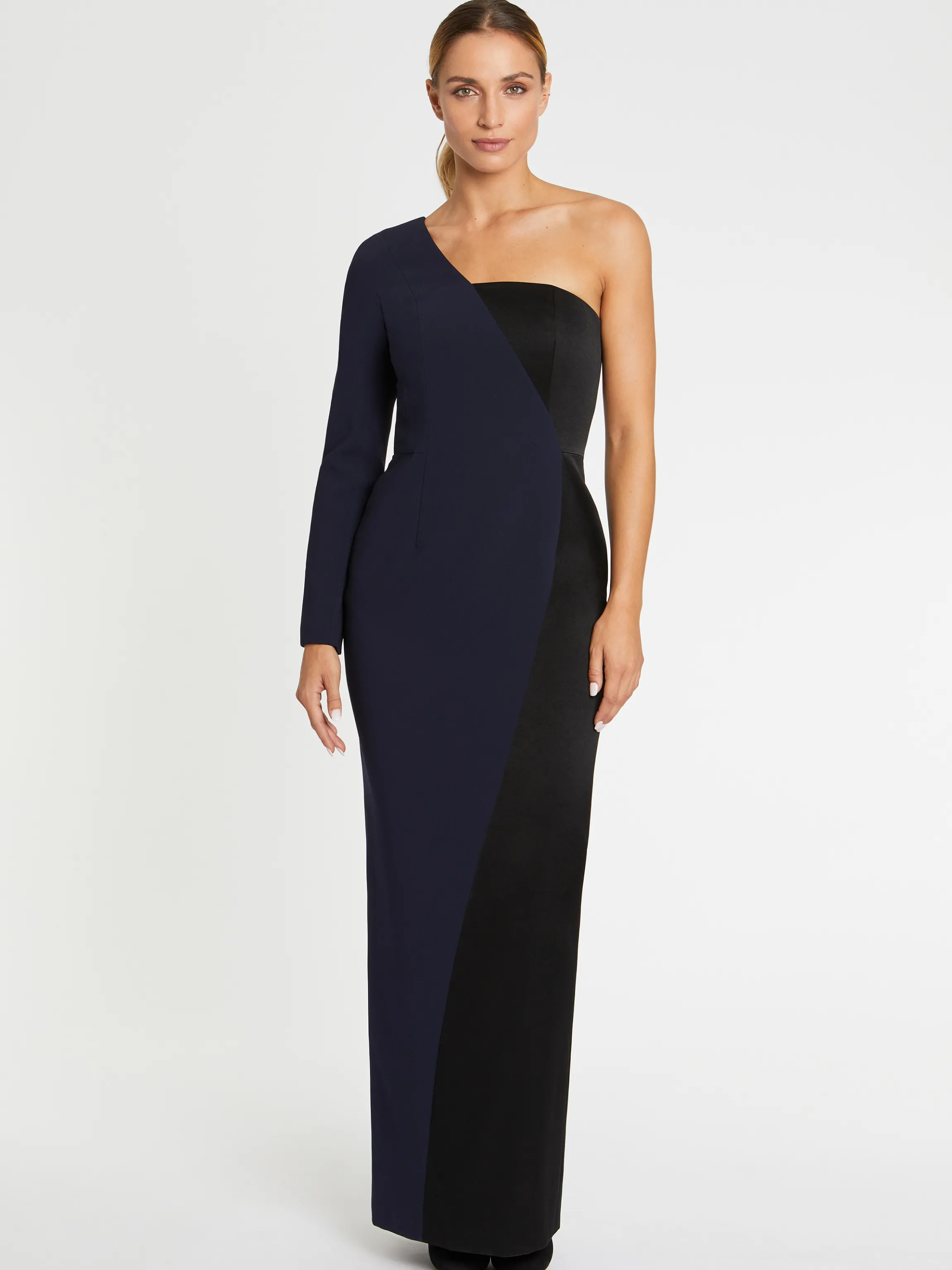 Store Robe Longue Graphique En Crepe De Satin Femme Robes
