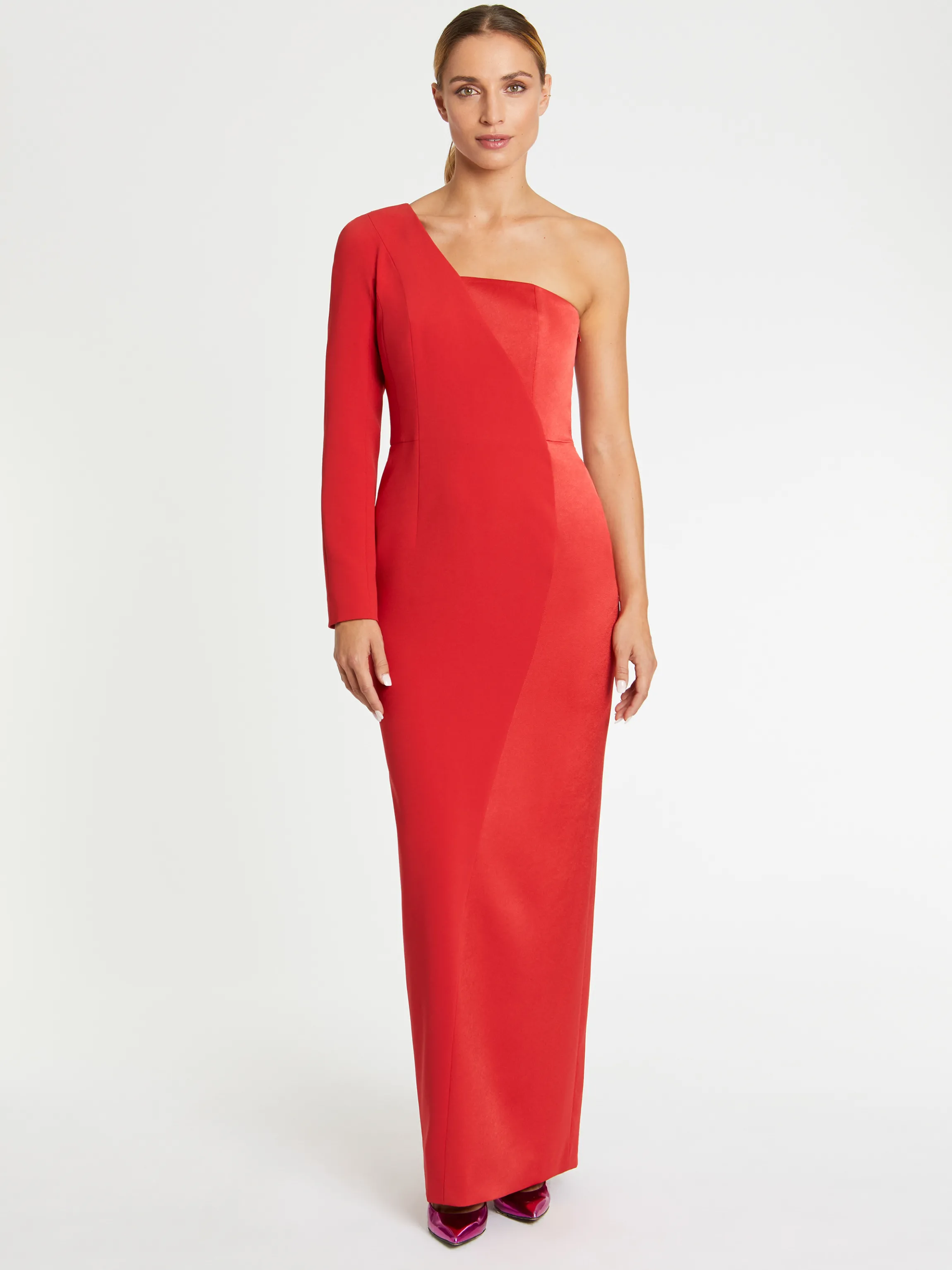 Clearance Robe Longue Graphique En Crepe De Satin Femme Robes