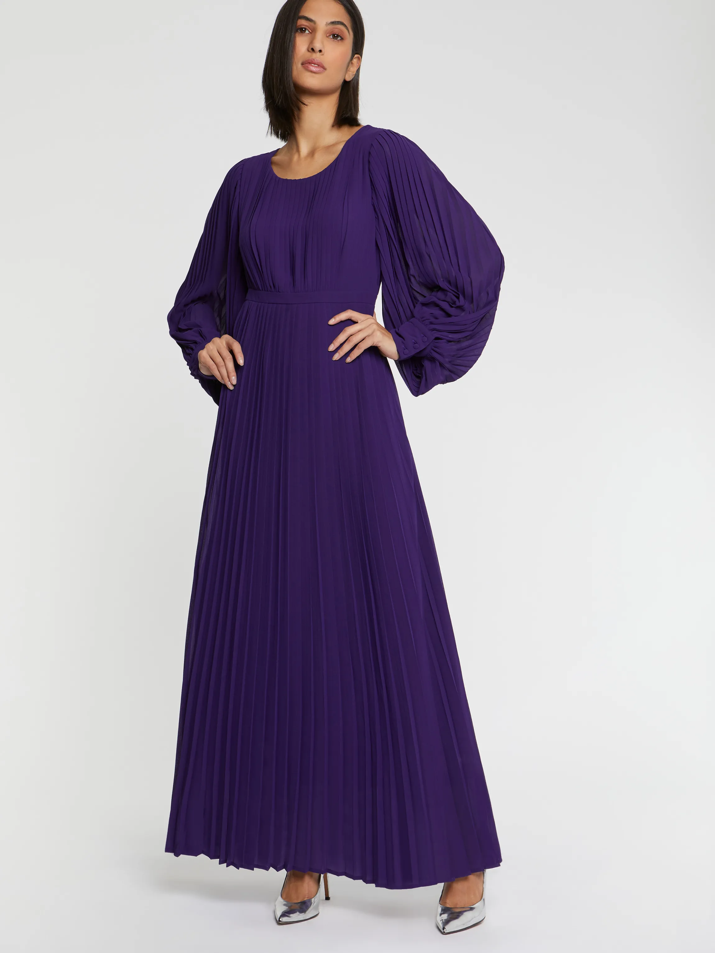Best Sale Robe Longue Plissee En Tissu Crepe Femme Robes