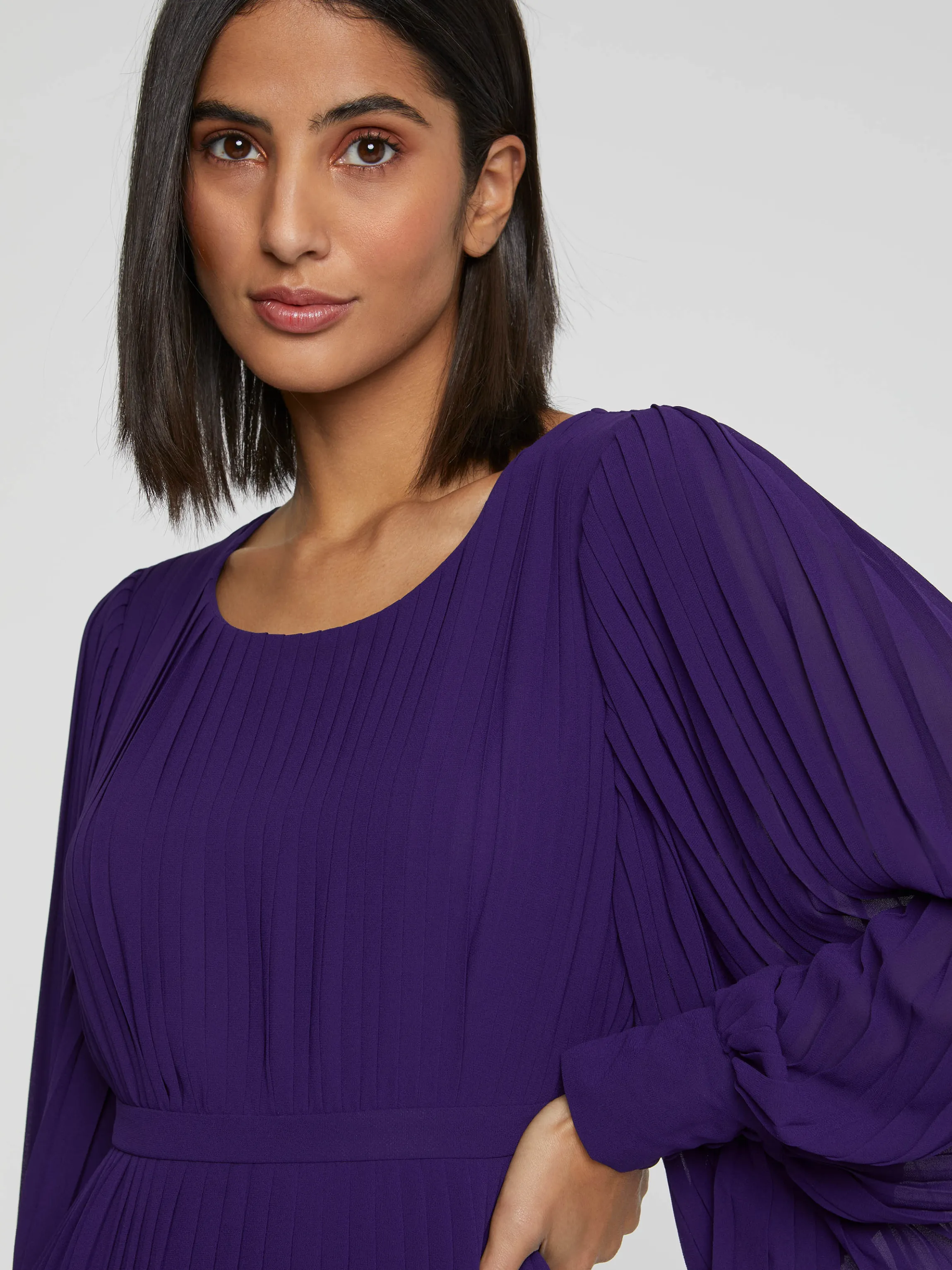 Best Sale Robe Longue Plissee En Tissu Crepe Femme Robes