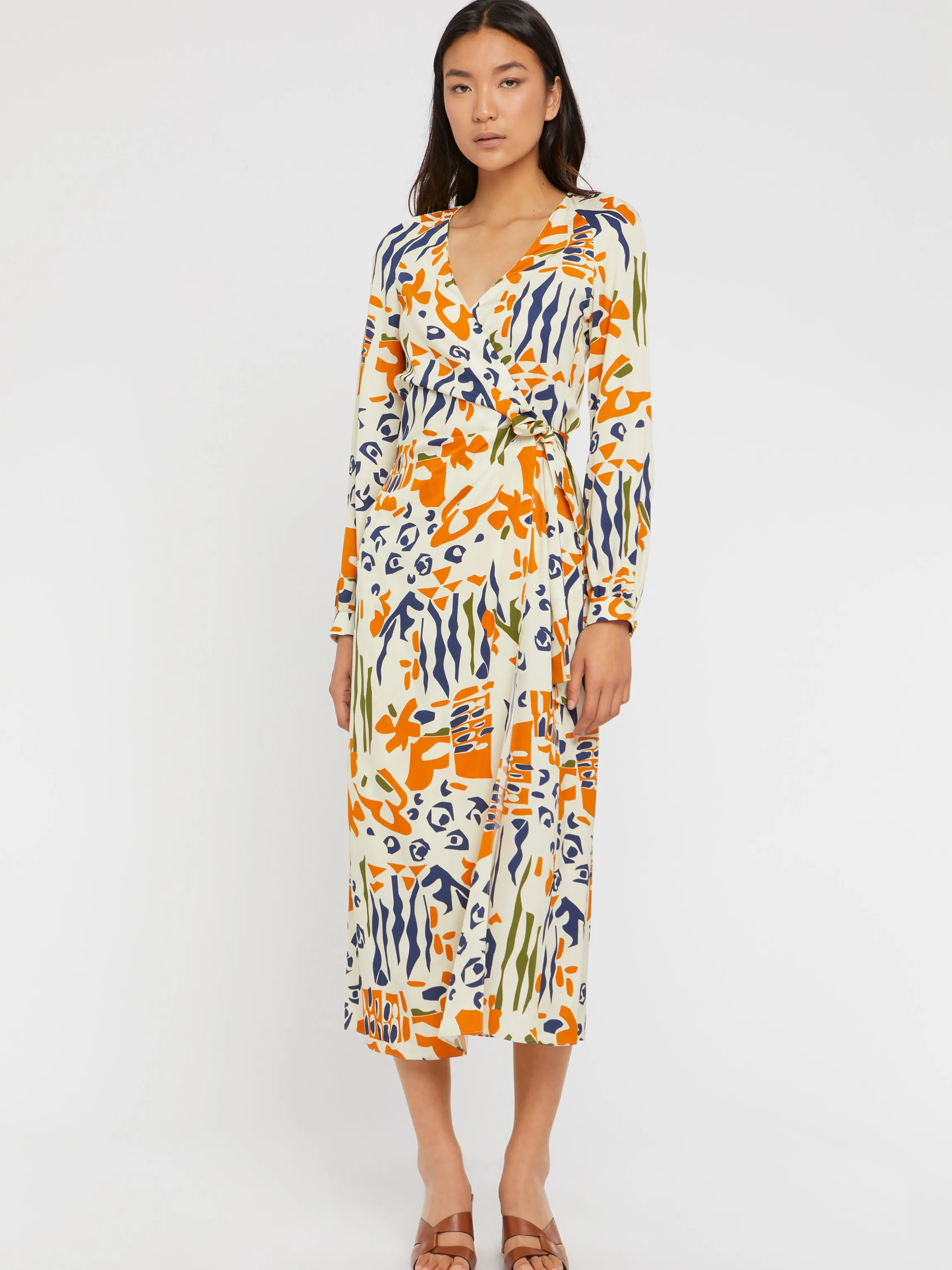 Online Robe Longue Portefeuille En Viscose Imprime Ethnique Femme Robes