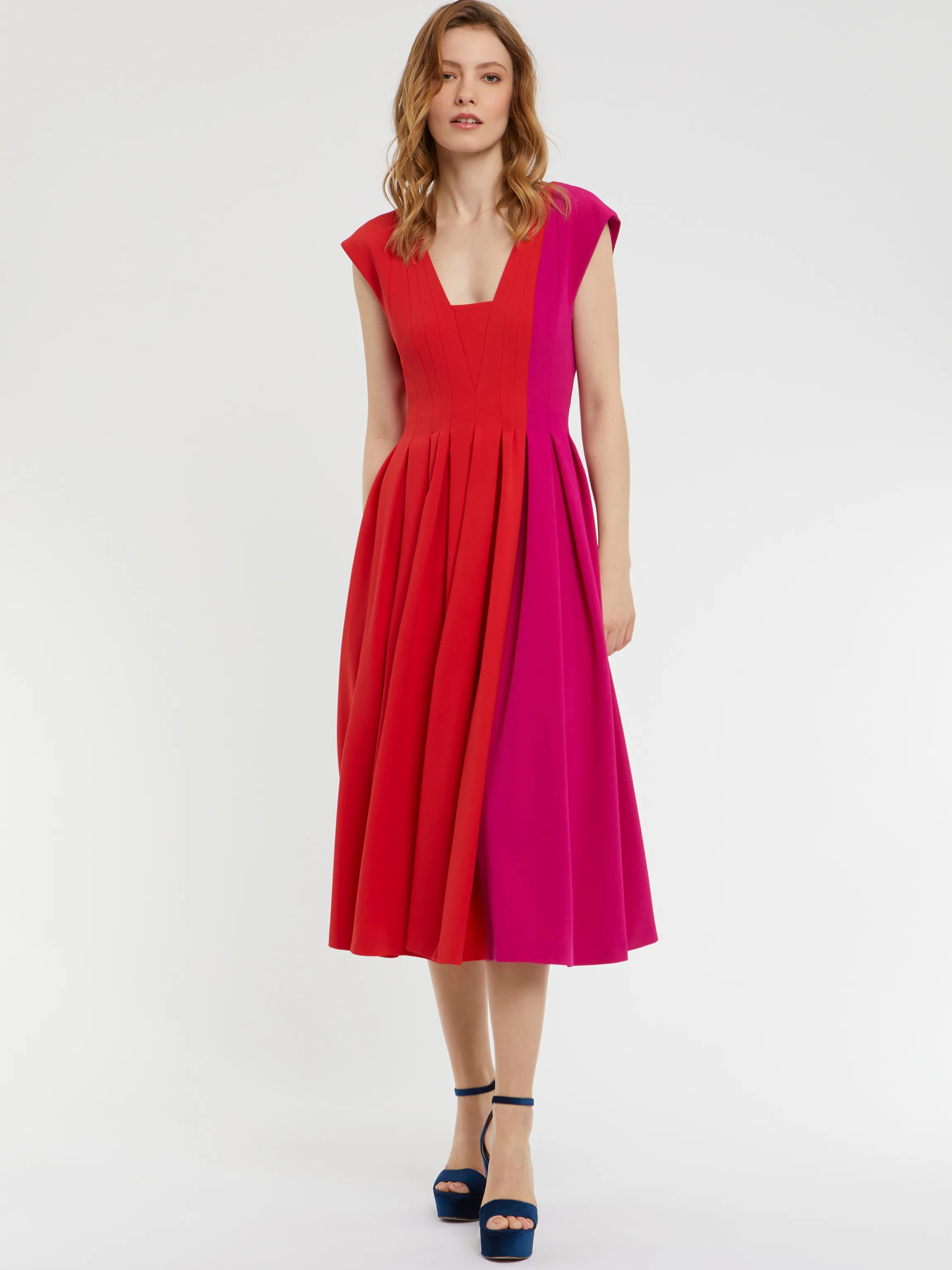 Outlet Robe Midi Volumineuse En Crepe Femme Robes