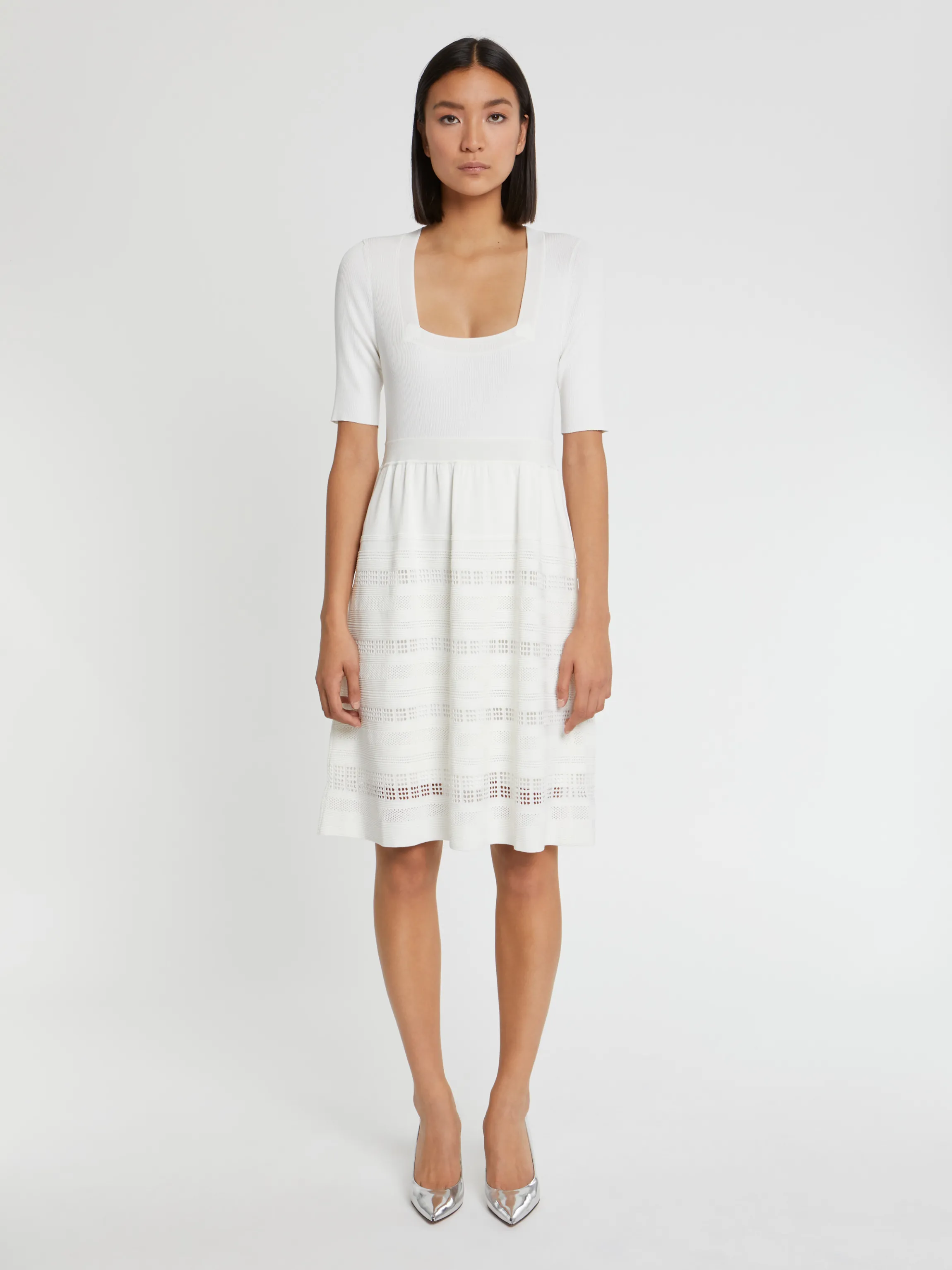 Fashion Robe Patineuse En Maille Ajouree Femme Robes