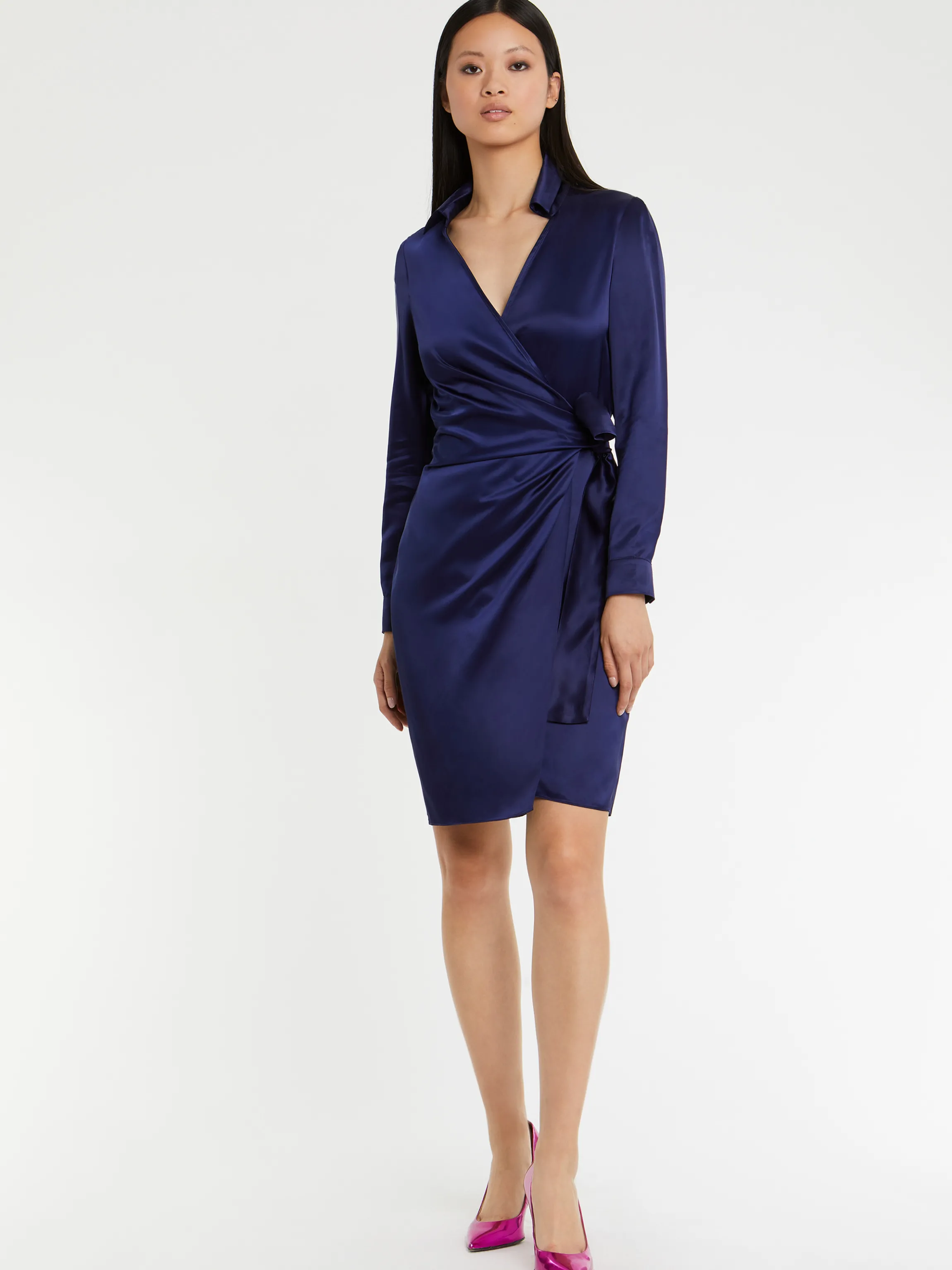 Cheap Robe Portefeuille En Satin Fluide Femme Robes