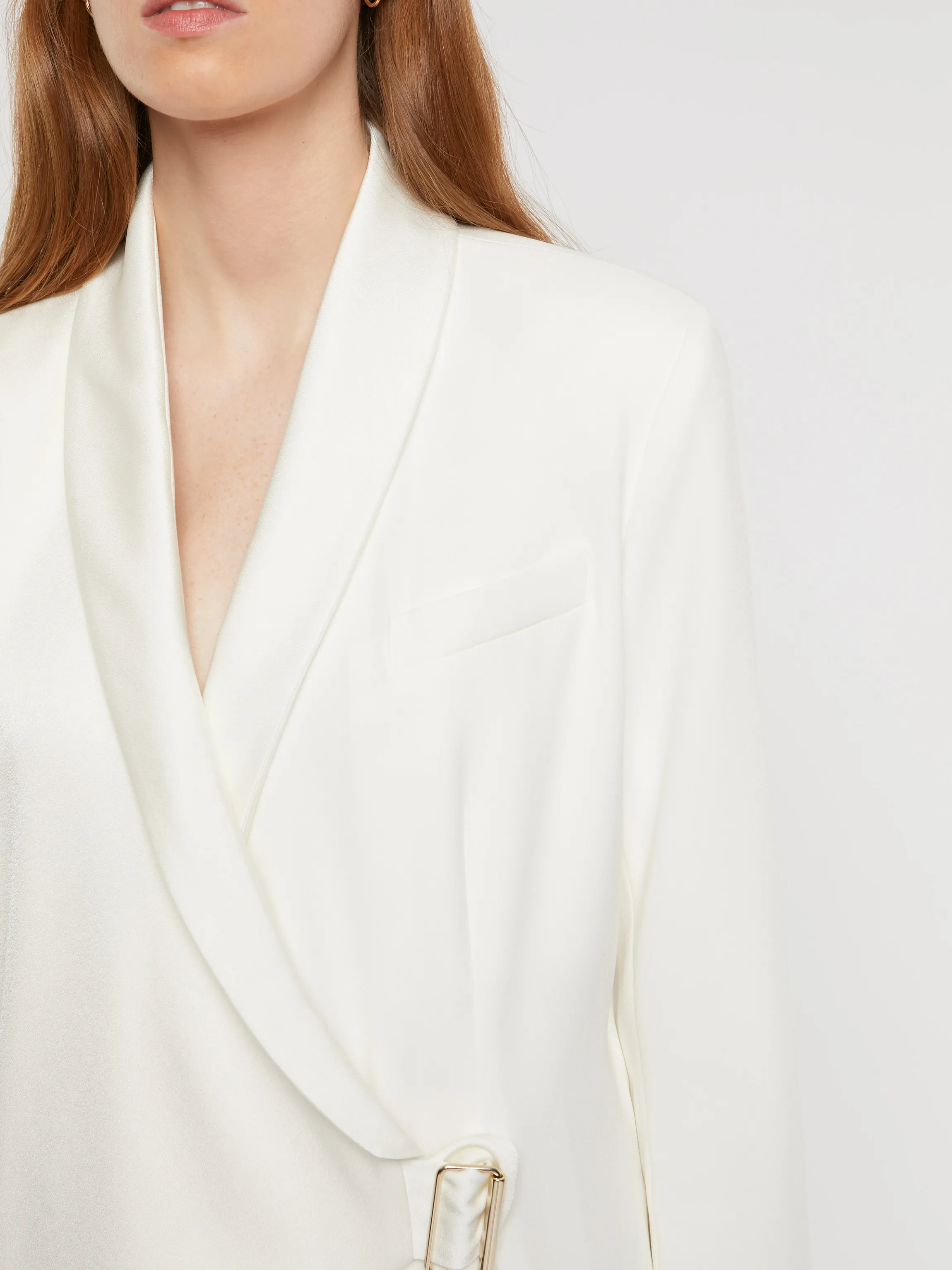 Outlet Robe Tailleur Cache-Coeur En Crepe Envers Satin Femme Robes