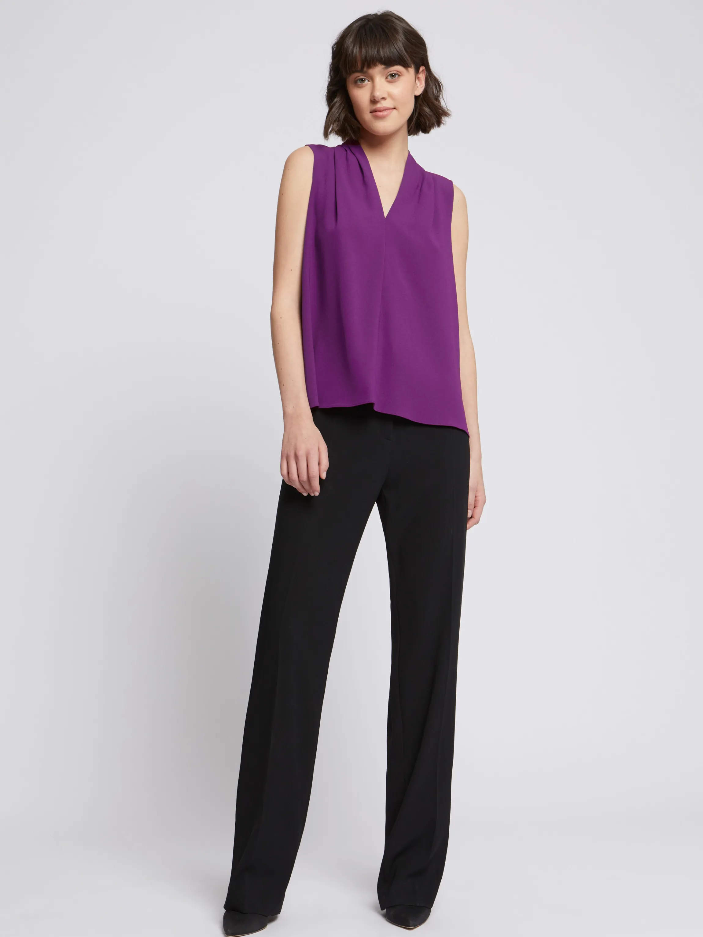 Clearance Top Col V En Crepe Revers Satin Femme Tops
