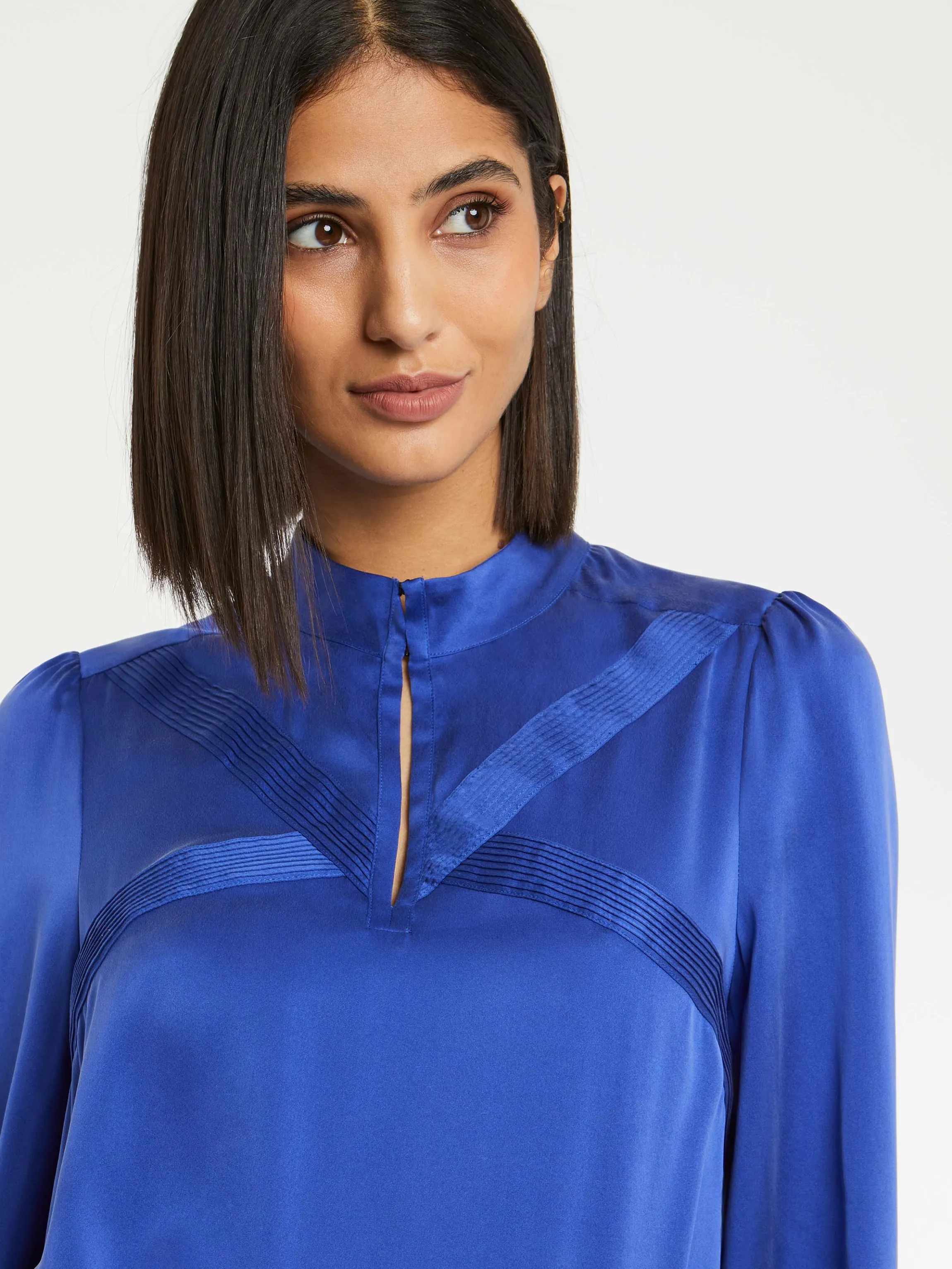 Cheap Top En Soie A Col Montant Femme Tops