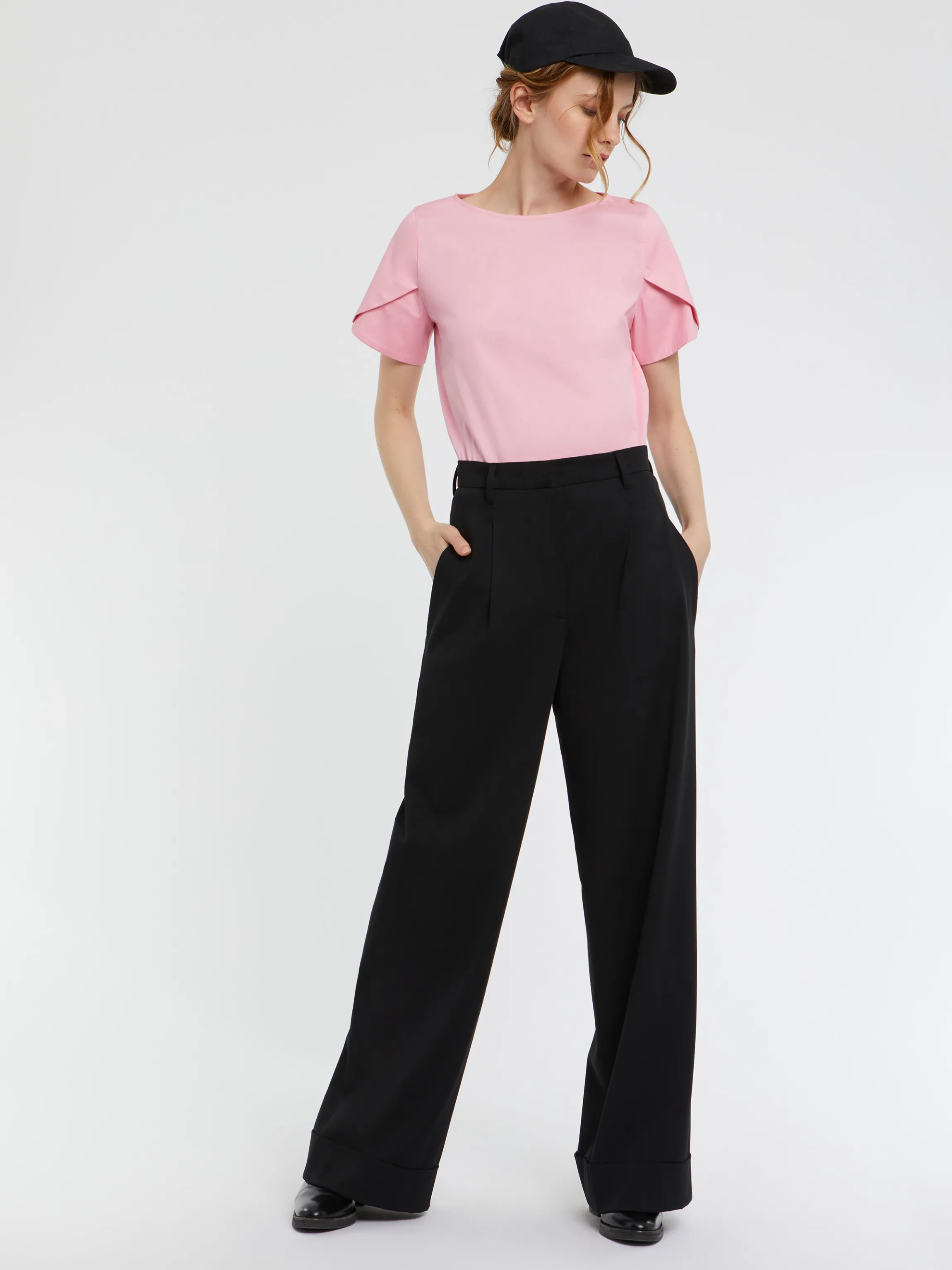 Online Top Manches Courtes En Popeline De Coton Femme Tops