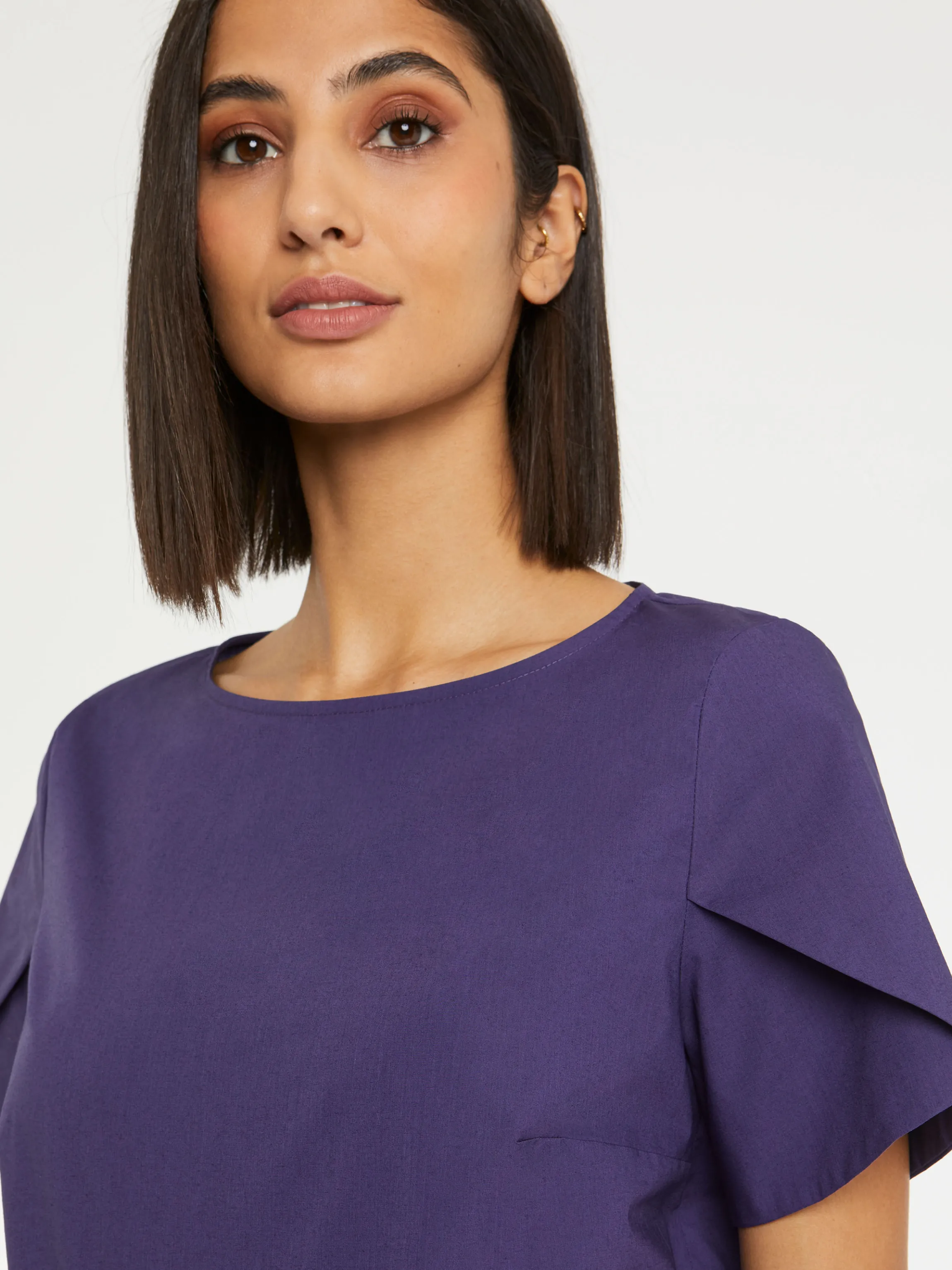 Best Sale Top Manches Courtes En Popeline De Coton Femme Tops