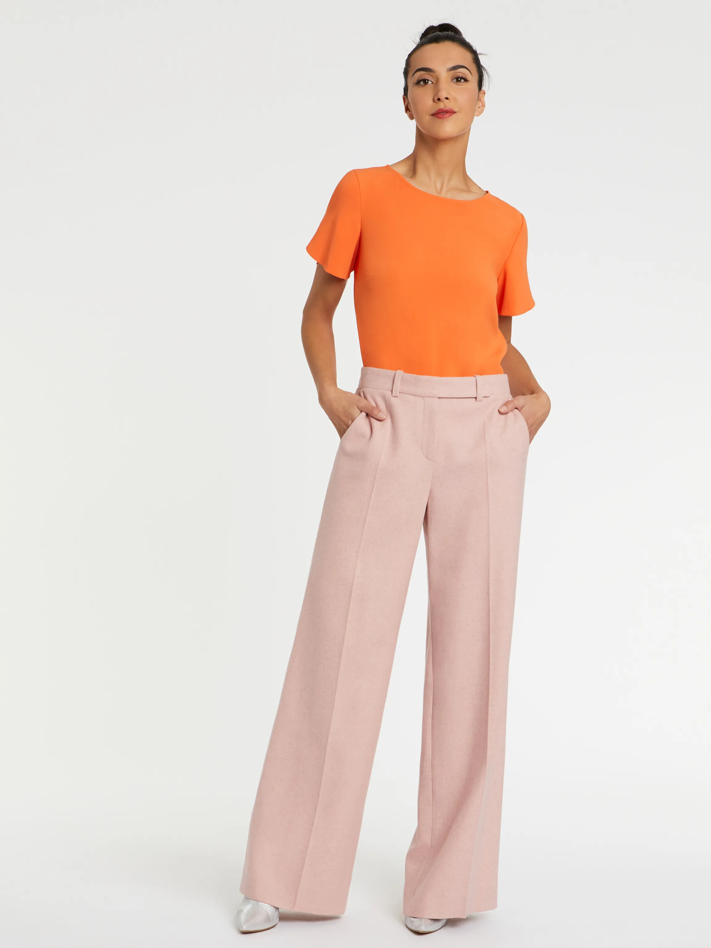 Flash Sale Top Manches Courtes En Tissu Crepe Femme Tops