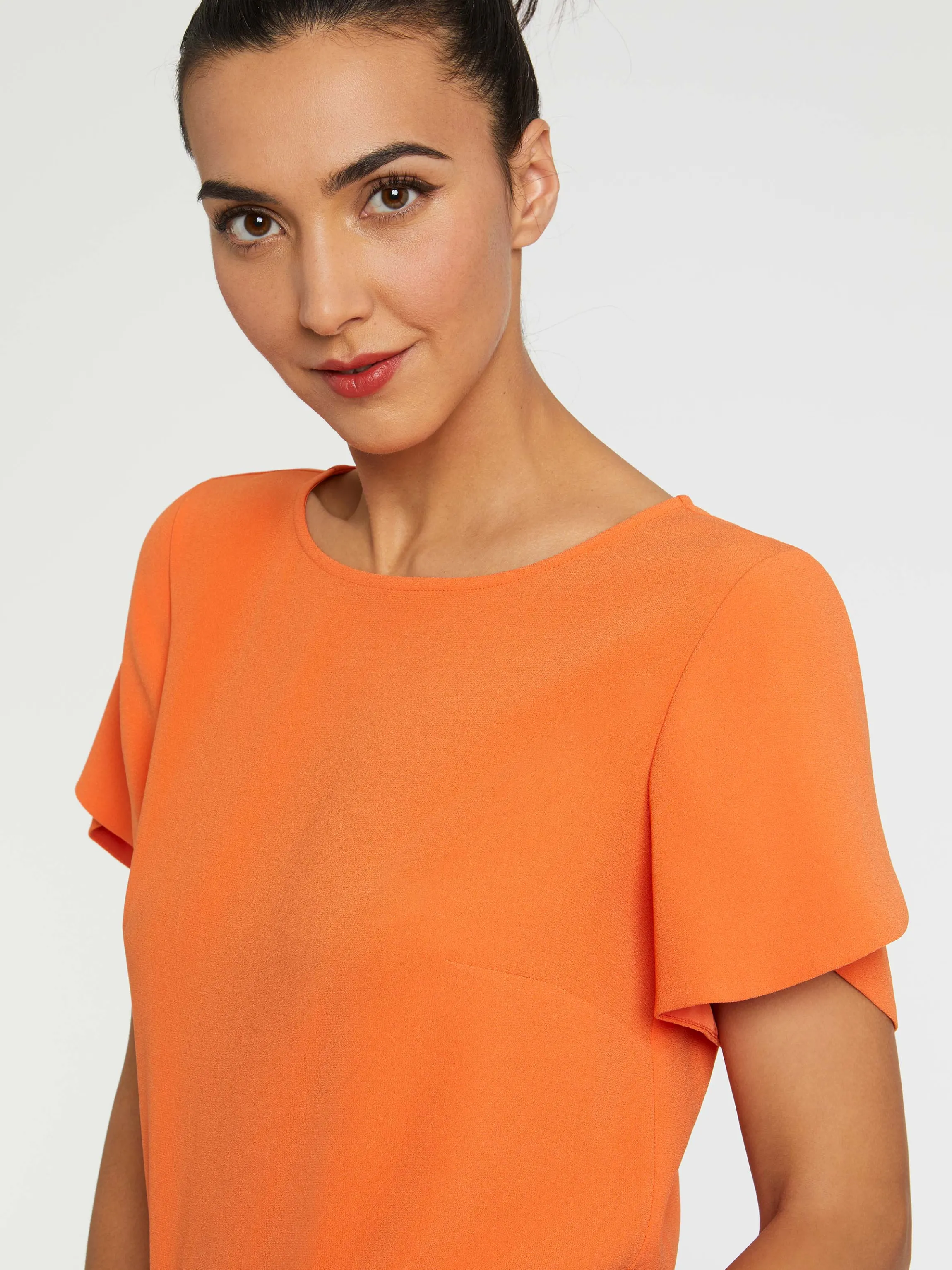 Flash Sale Top Manches Courtes En Tissu Crepe Femme Tops