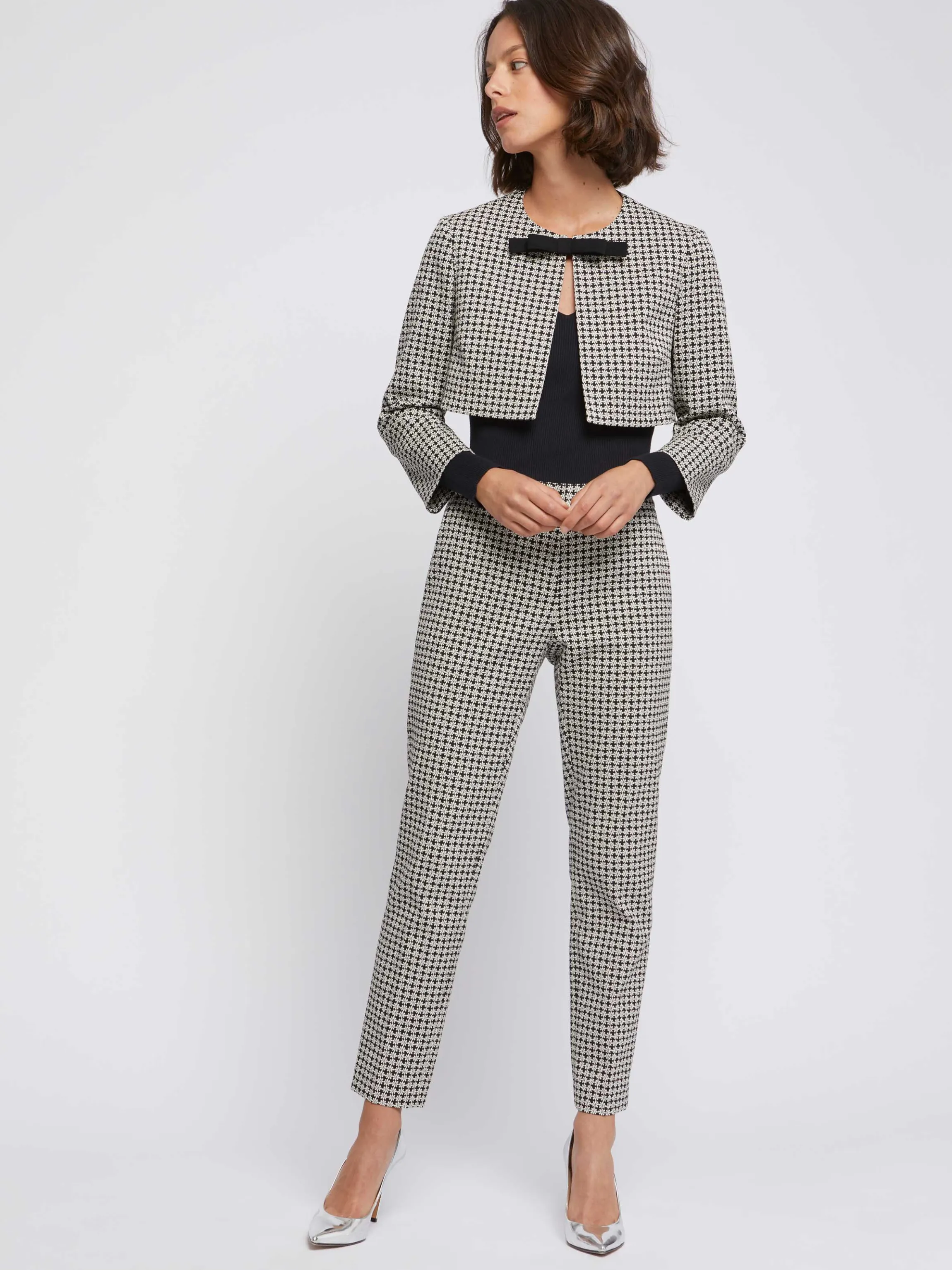 Best Veste Bolero A Noeud En Jacquard Imprime Paquerettes Femme Vestes