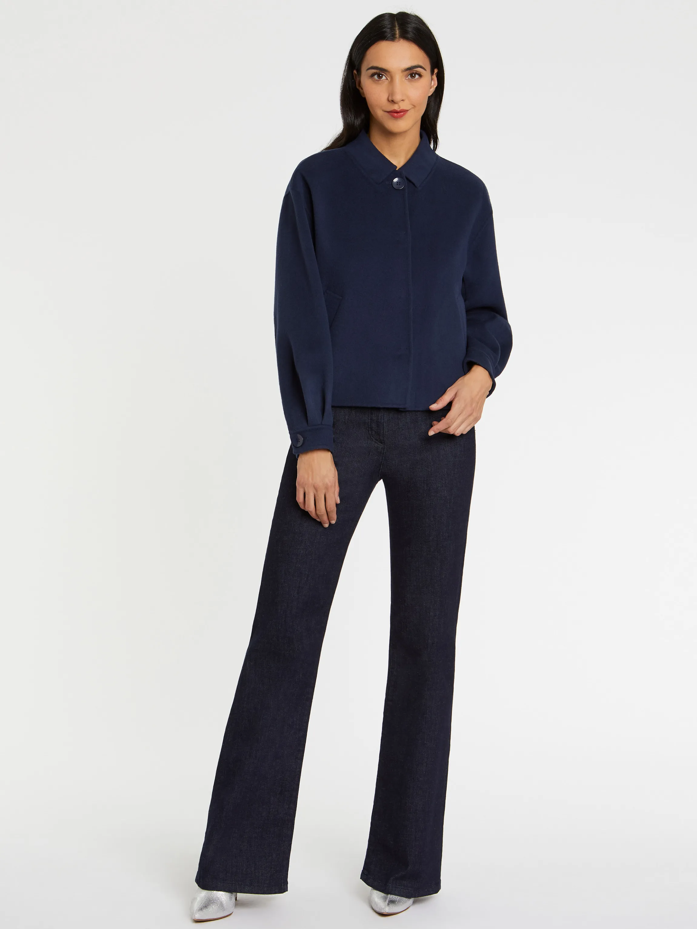 Hot Veste Courte A Col En Laine Femme Vestes