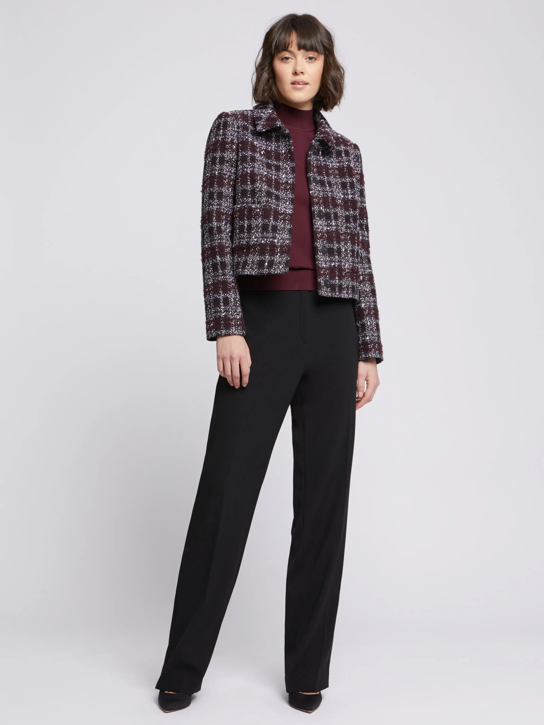 Store Veste Courte A Col En Tweed Femme Vestes