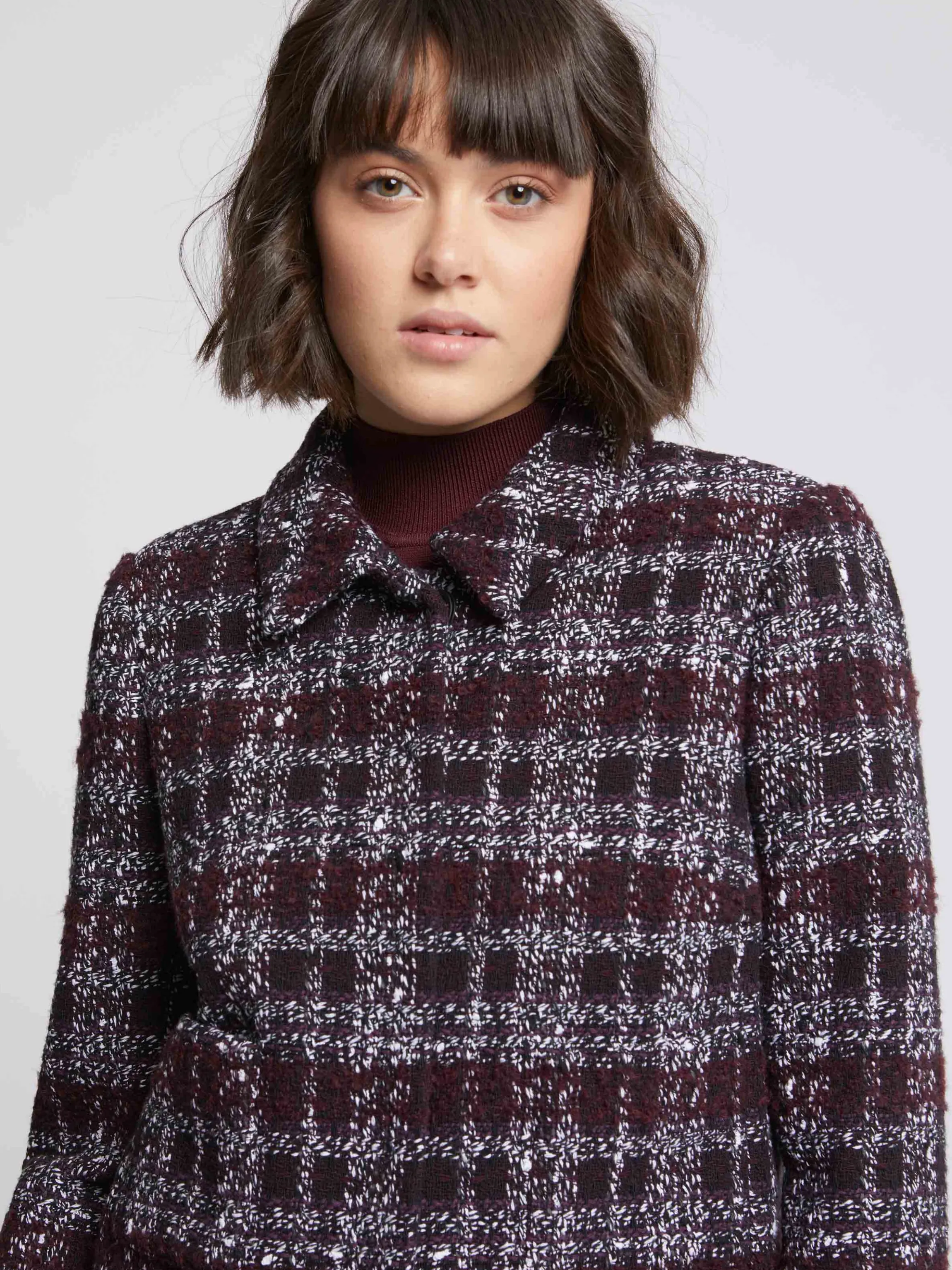 Store Veste Courte A Col En Tweed Femme Vestes