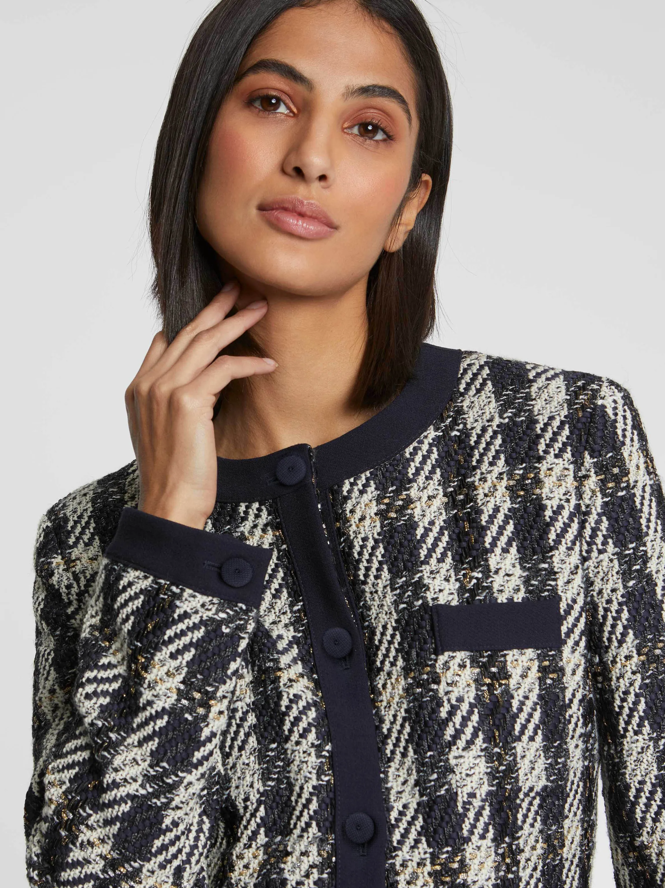 Sale Veste Courte A Motif Pied-De-Coq Femme Vestes