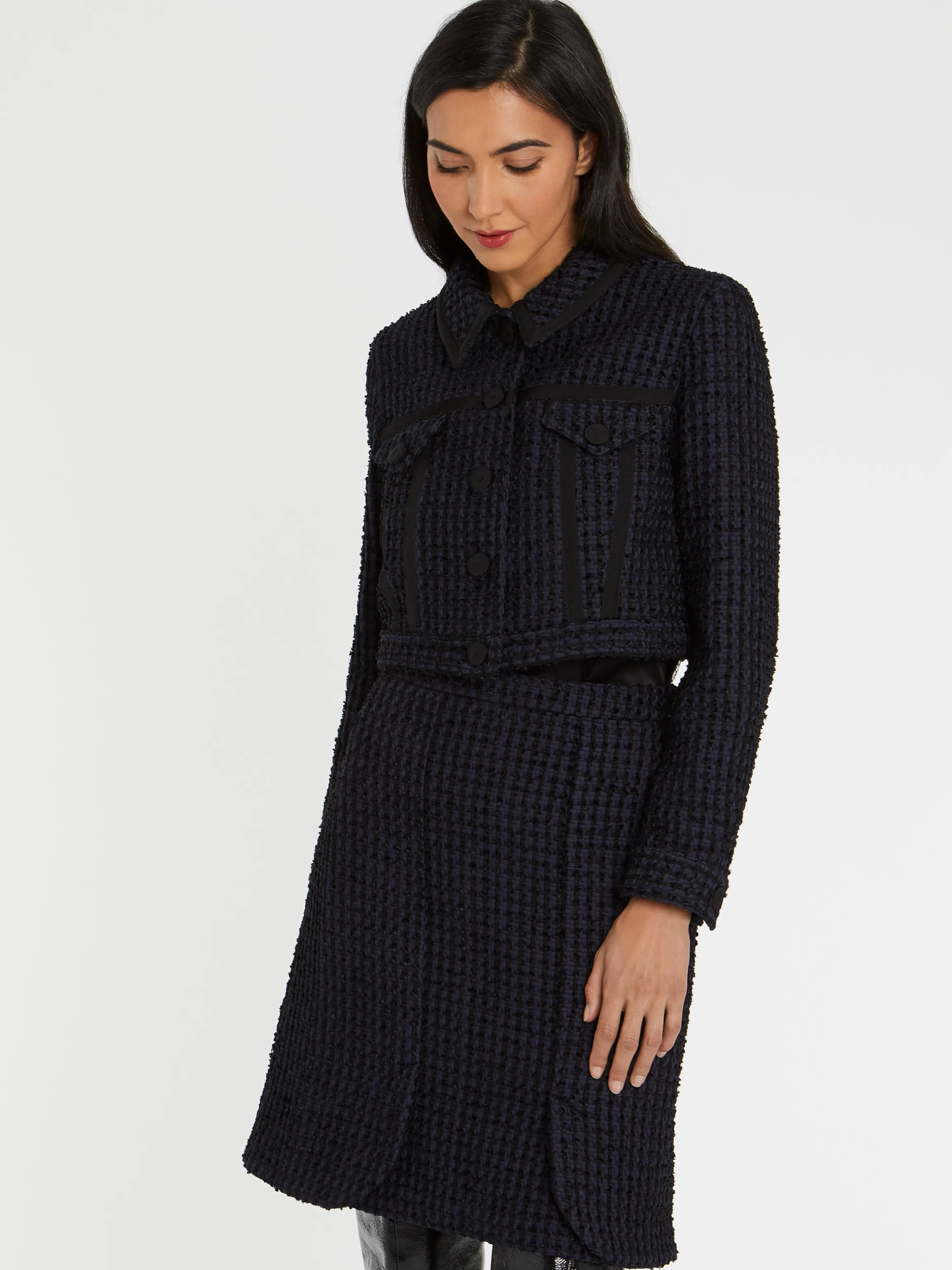 Shop Veste Courte En Tweed Ruban Femme Vestes