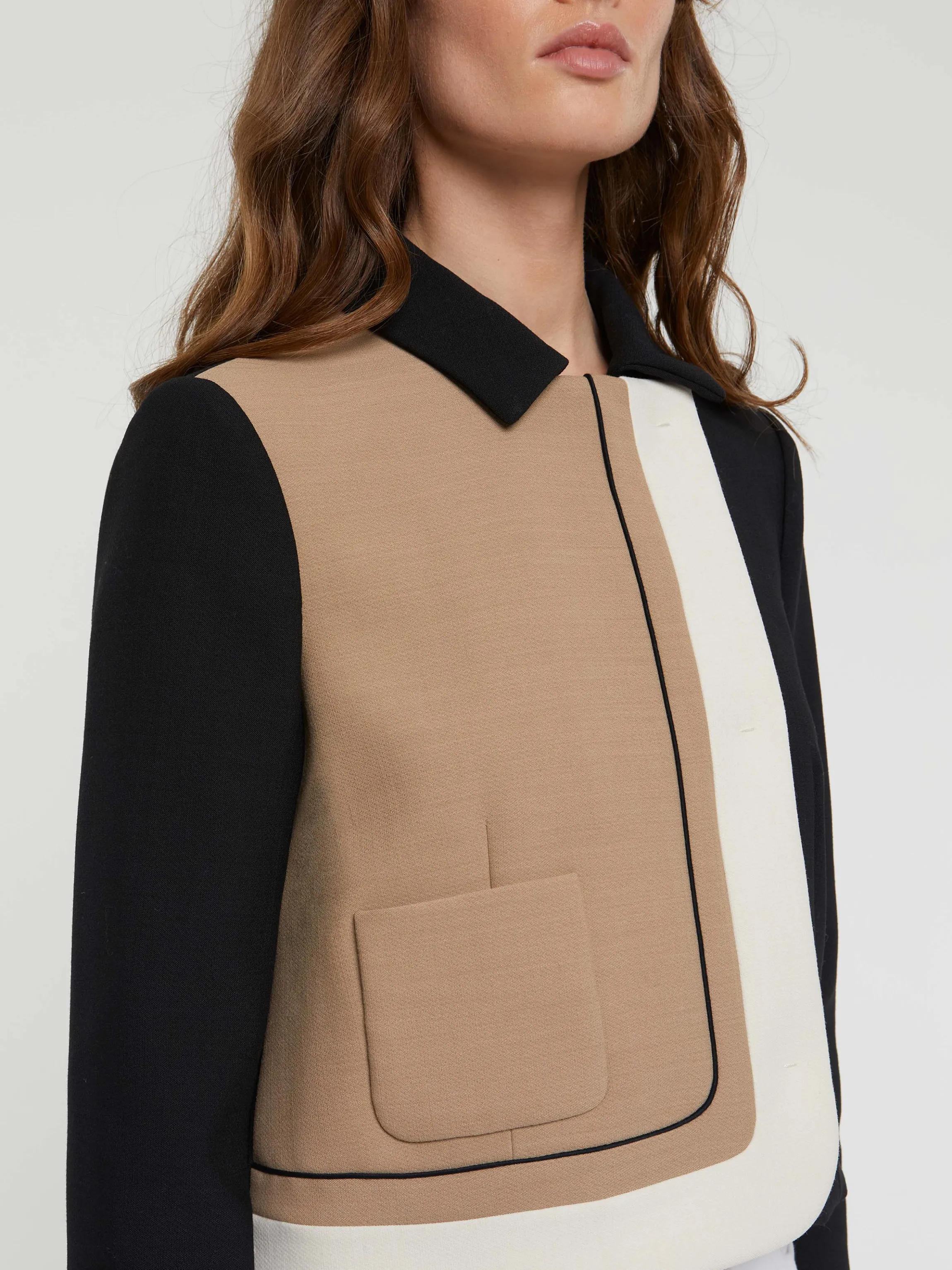 New Veste Courte Graphique En Tricotine Stretch Femme Vestes