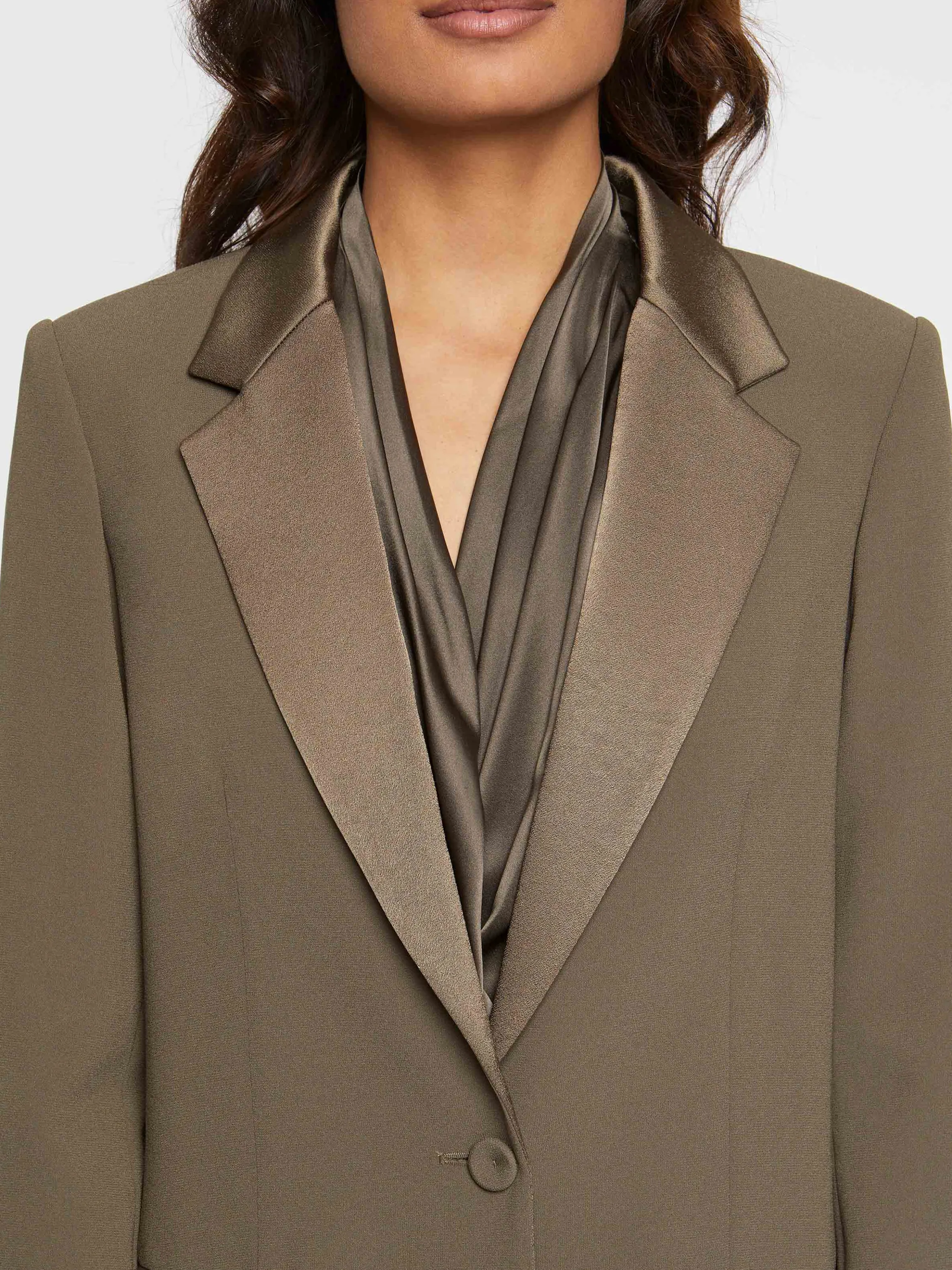 Best Veste De Costume Droite En Tissu Crepe Femme Vestes